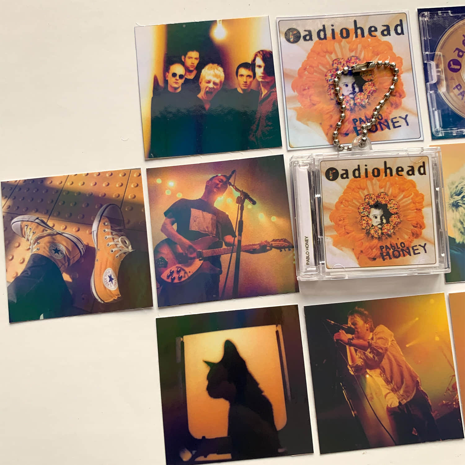 Radiohead Album Stickers and Little CD Album Cover Keychains Set