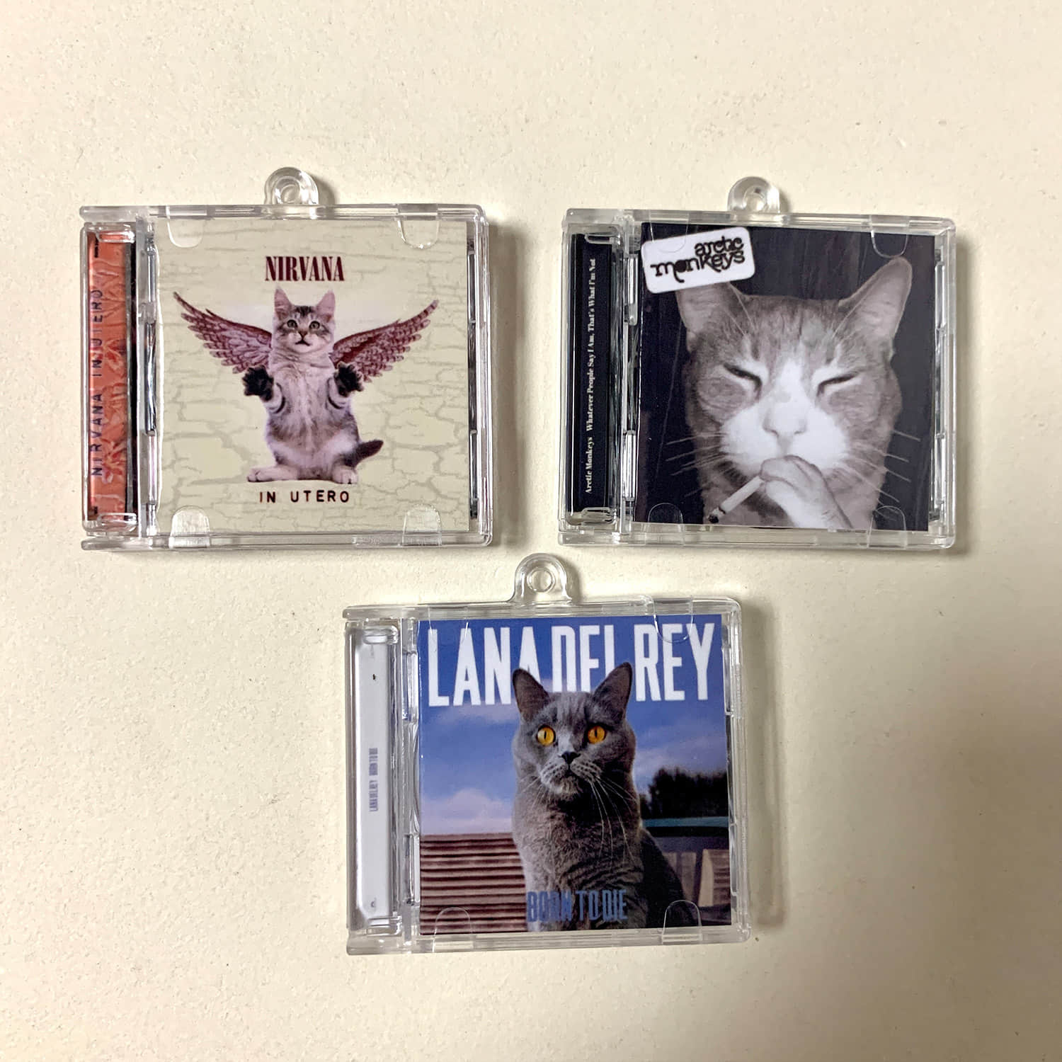 Cat Cover III Little CD Album Cover Keychains – Arctic Monkeys  - nirvana in utero - Lana Del Rey