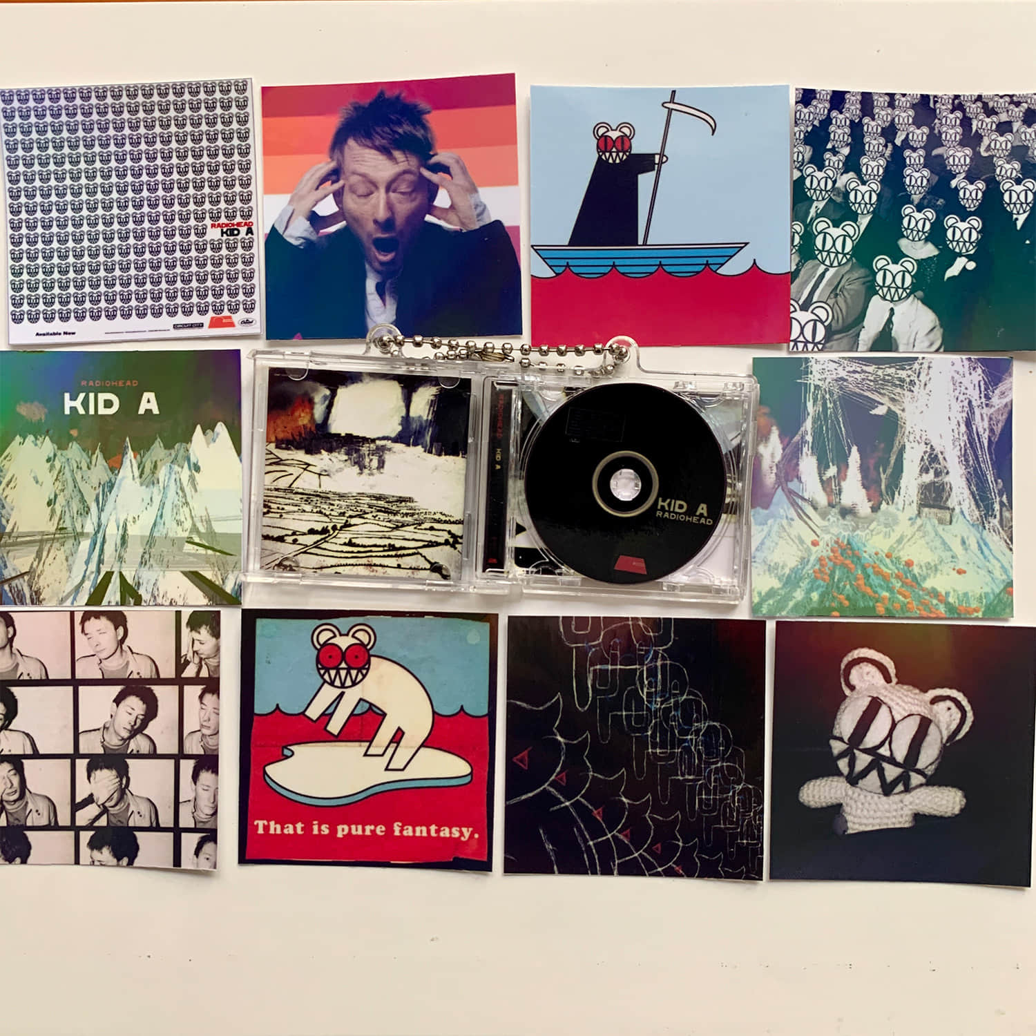 Radiohead Album Stickers and Little CD Album Cover Keychains Set