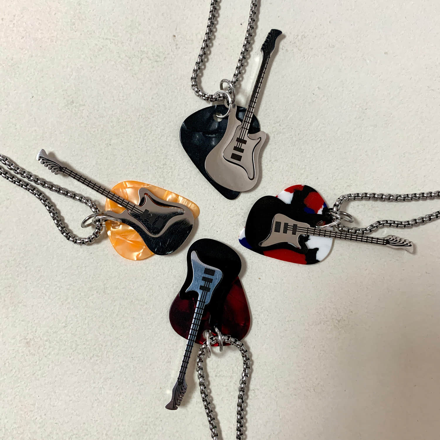 Custom guitar pick necklace - Larger mini guitar
