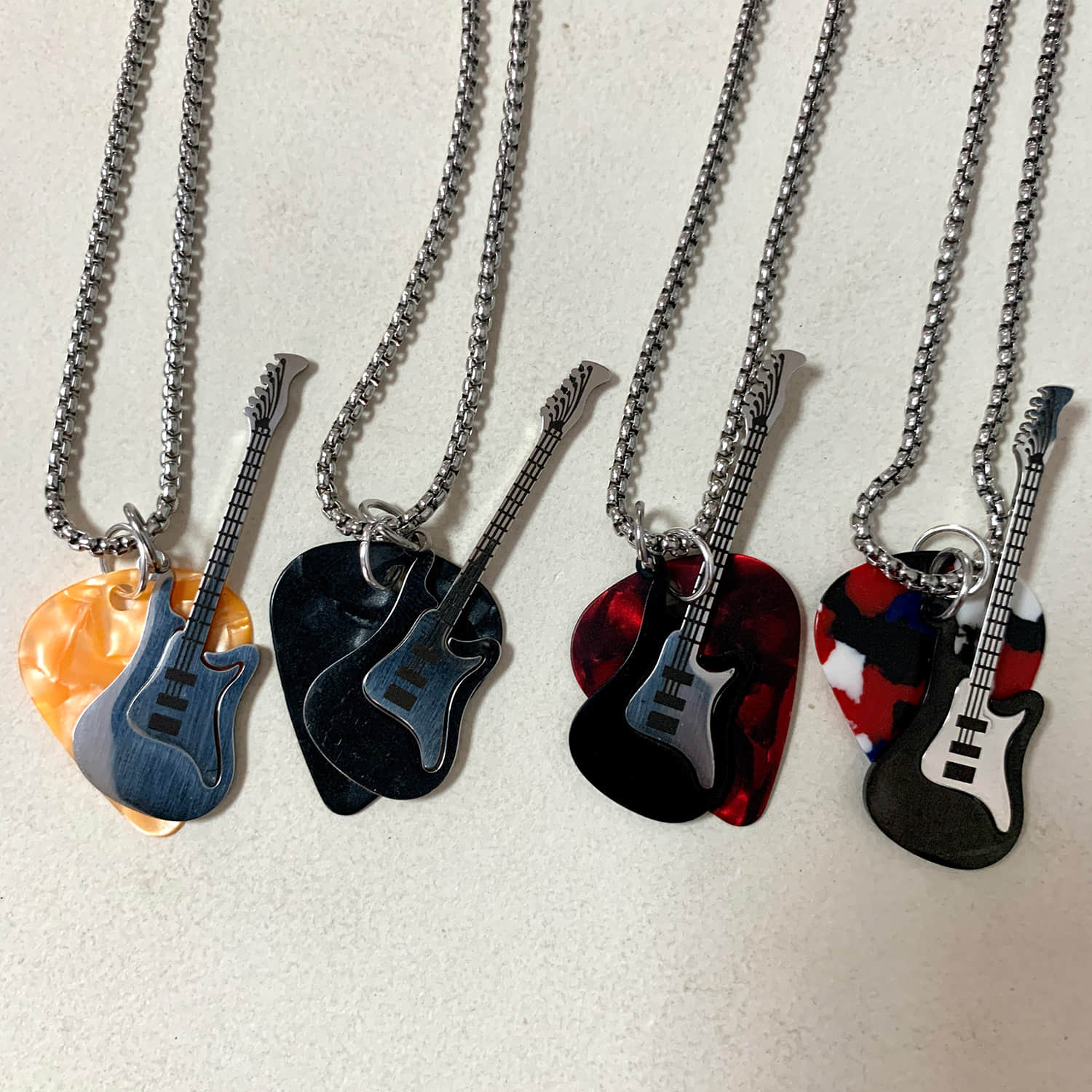 Custom guitar pick necklace - Larger mini guitar