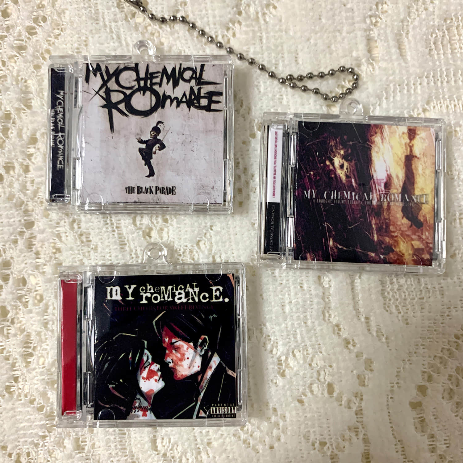 My Chemical Romance Little CD Album Cover Keychains  - The Black Parade - Brought You My Bullets, You Brought Me - Three Cheers For Sweet Revenge