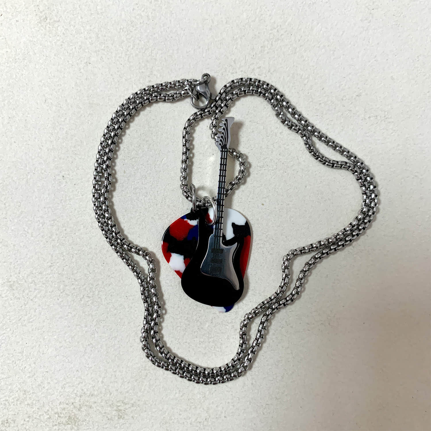 Custom guitar pick necklace - Larger mini guitar