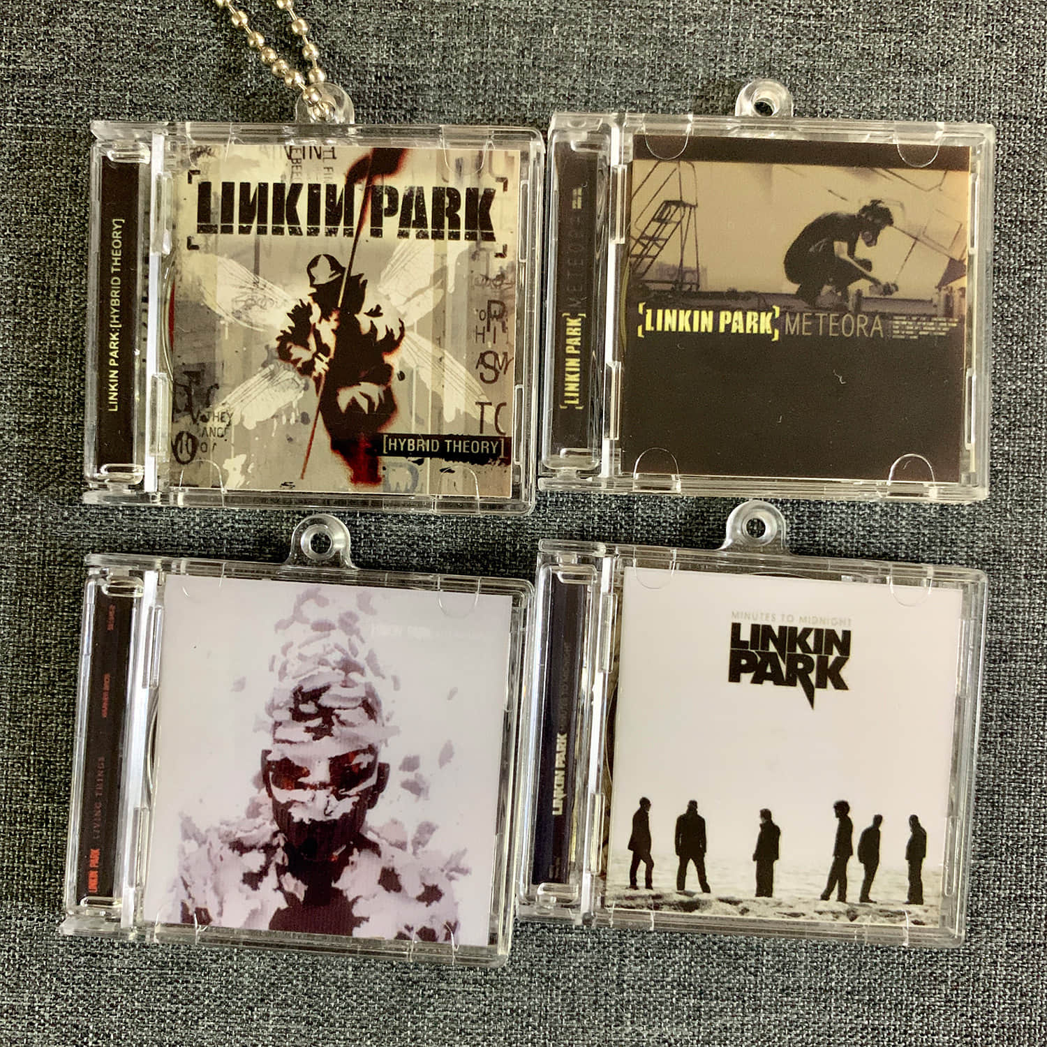 Linkin Park Little CD Album Cover Keychains - Hybrid Theory - Meteora - Minutes To Midnight-Living Things