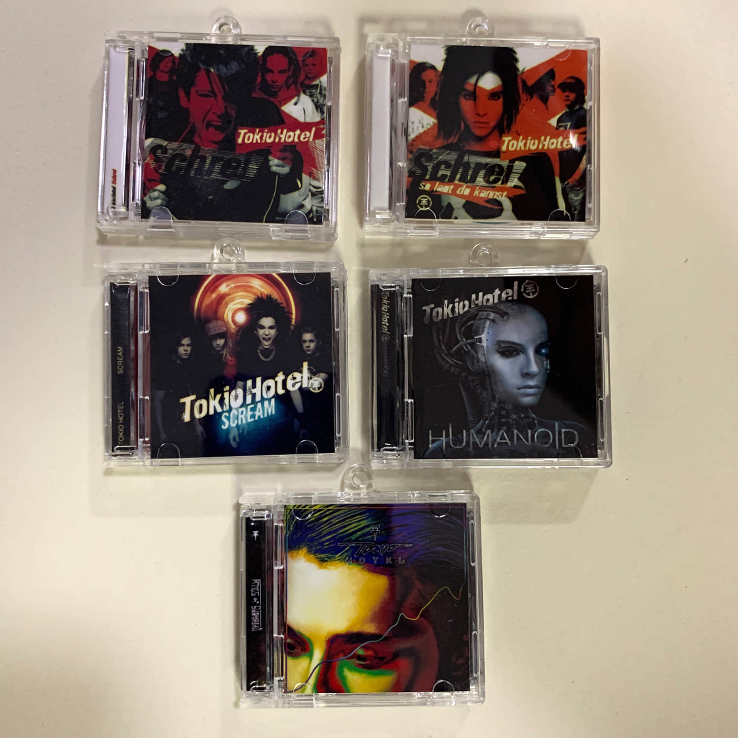 Tokio Hotel Little CD Album Cover Keychains - Scream - Schrei - Schrei - So Laut Du Kannst- Best Of- Kings Of Suburbia