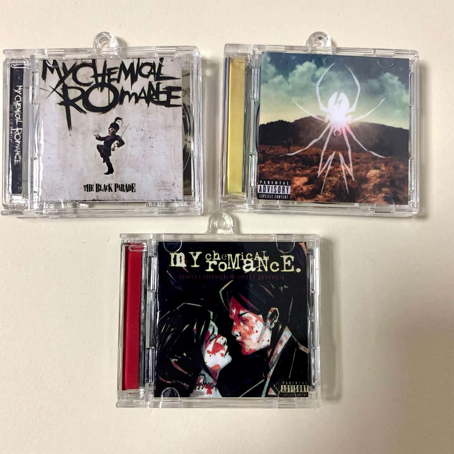 My Chemical Romance Little CD Album Cover Keychains  - The Black Parade - Brought You My Bullets, You Brought Me - Three Cheers For Sweet Revenge -Danger Days_The True Lives Of The Fabulous Killjoys
