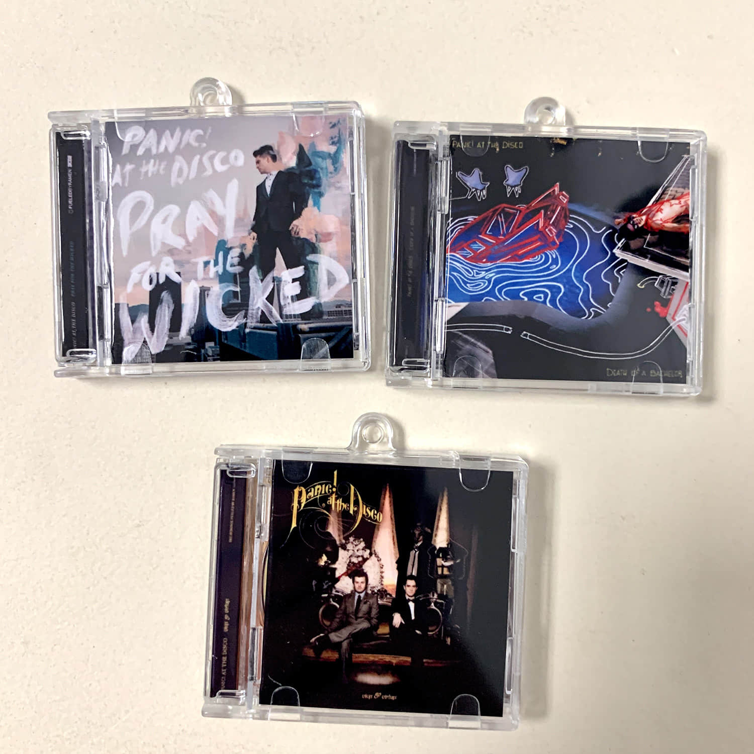 Panic! At The Disco  Little CD Album Cover Keychains – Vices & Virtues - Pray For The Wicked - Death Of A Bachelor