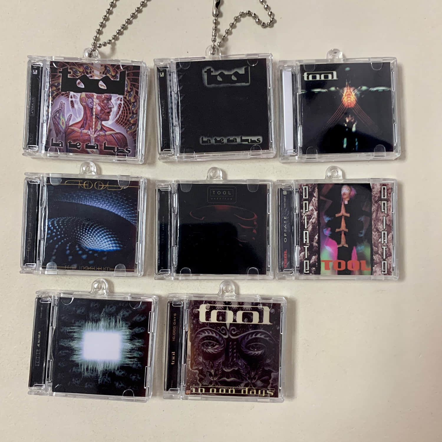 Tool Little CD Album Cover Keychains - Lateralus -Ænima - Undertow - 10,000 Days - Fear Inoculum - Opiate - Salival