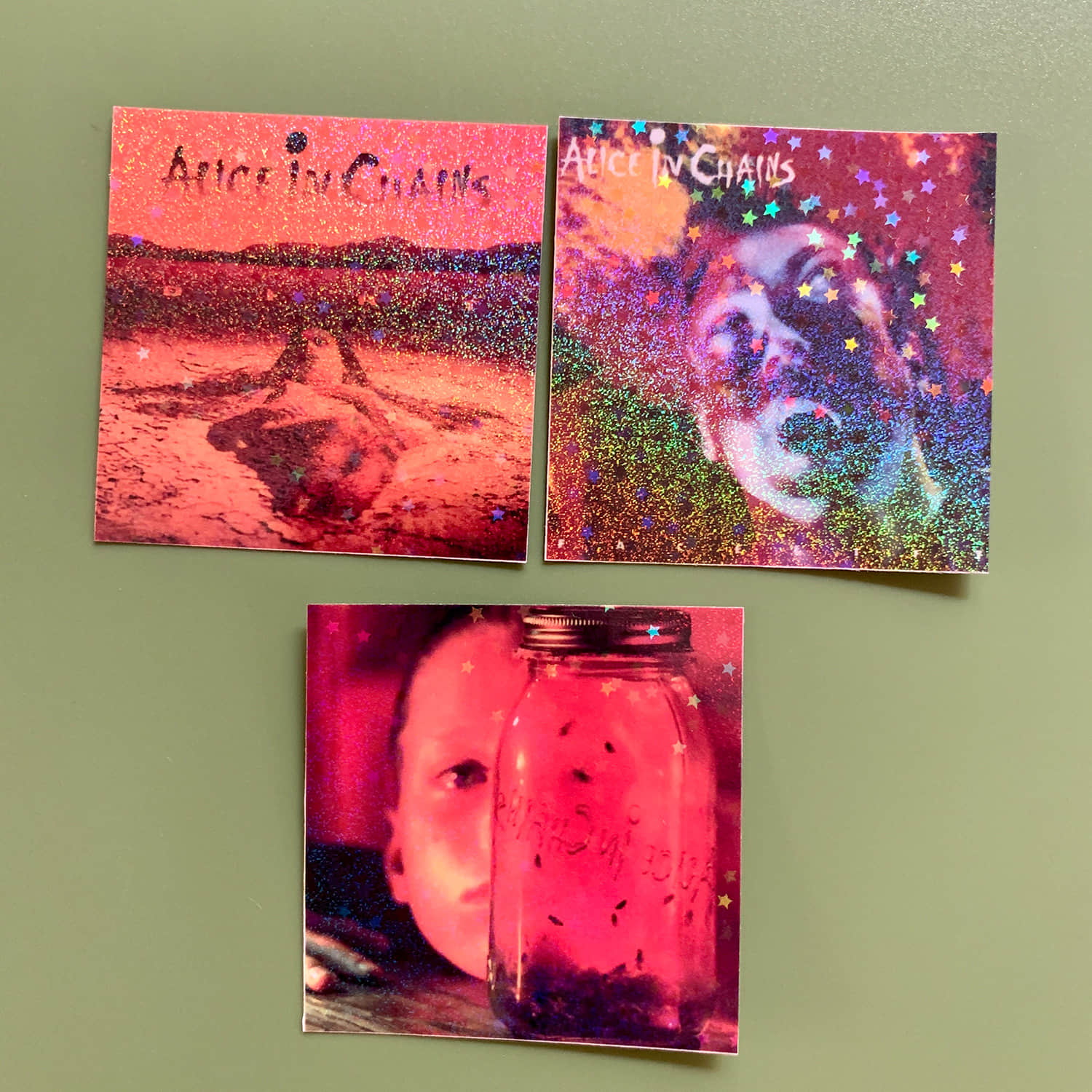 Alice In Chains 2" Album Cover Stickers – Jar Of Flies- Facelift -Dirt