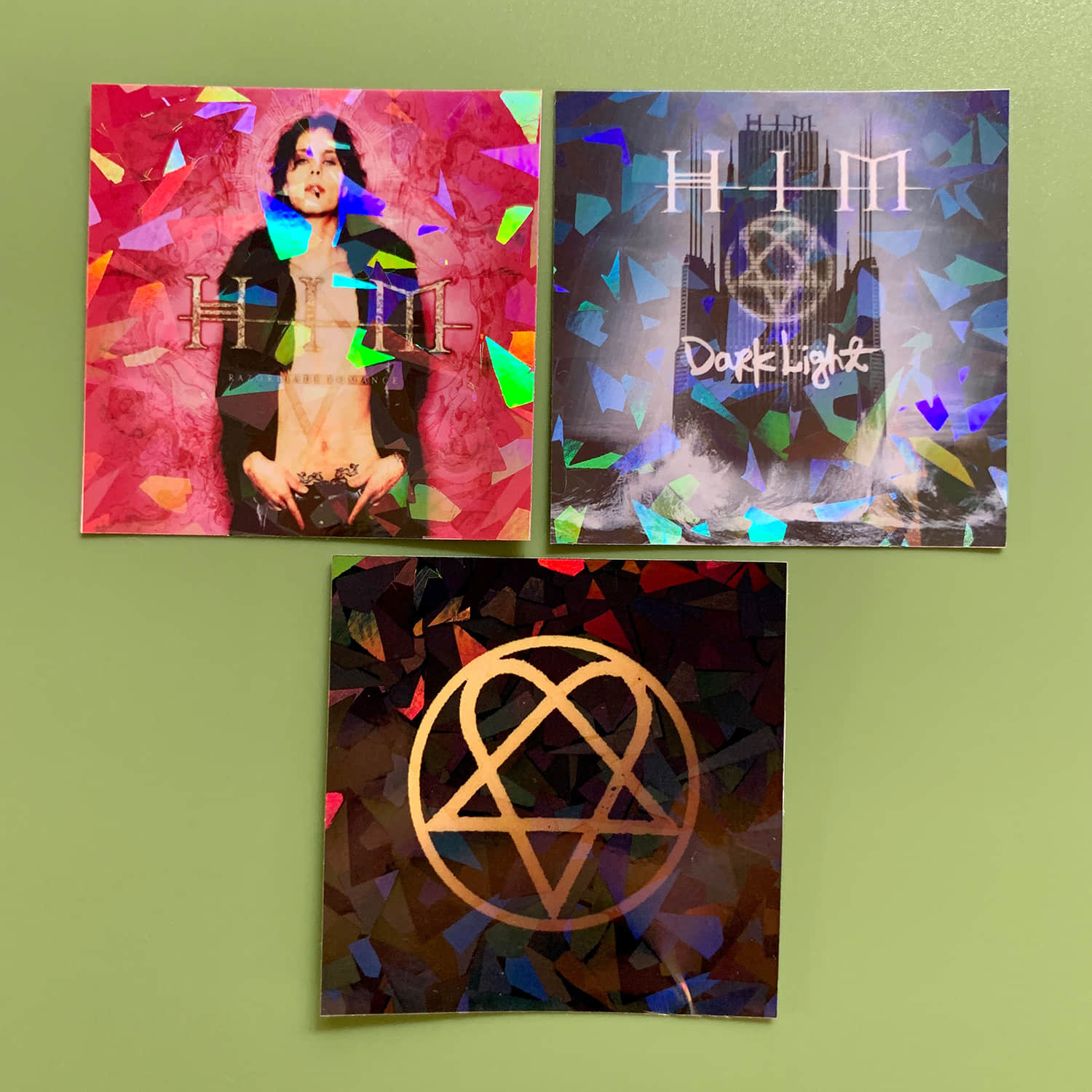 HIM bnad 2" Album Cover Stickers – Razorblade Romance - Dark Light - Love Metal