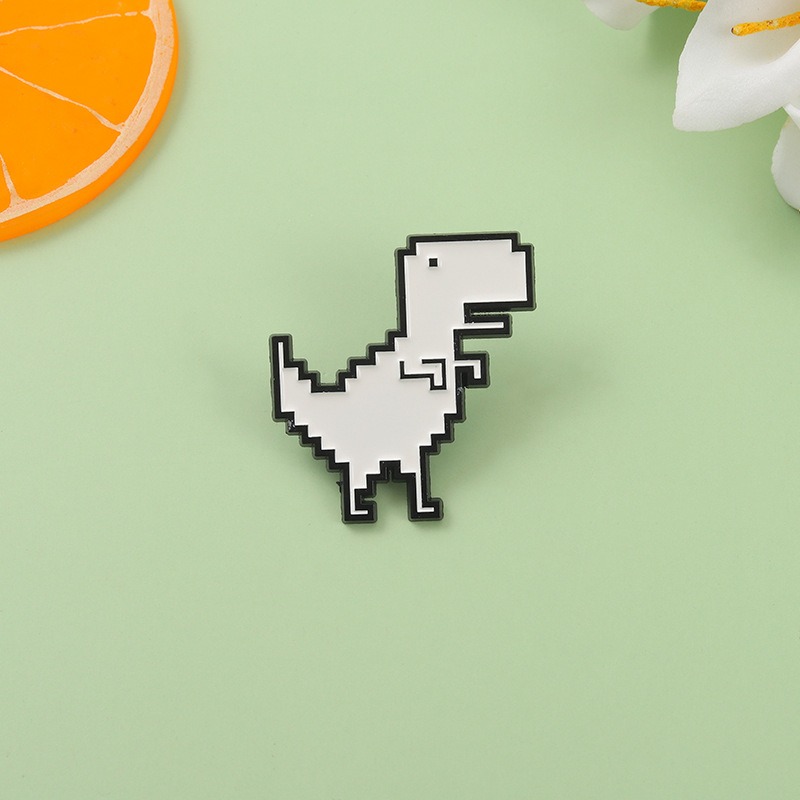 Chrome Dino Enamel Pin - Metal Pin