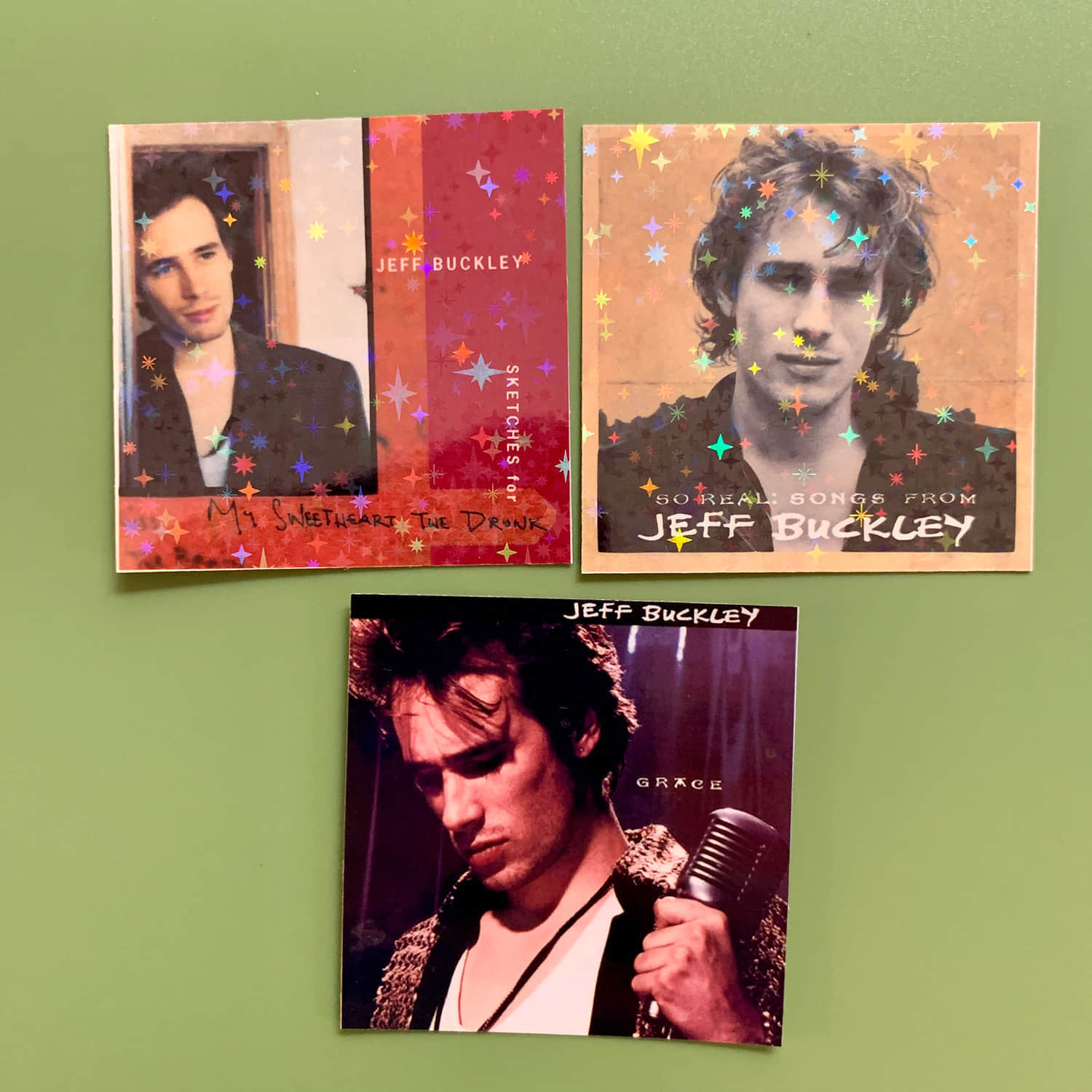 Jeff Buckley 2" Album Cover Stickers – Grace - So Real: Songs from Jeff Buckley -Sketches for My Sweetheart the Drunk