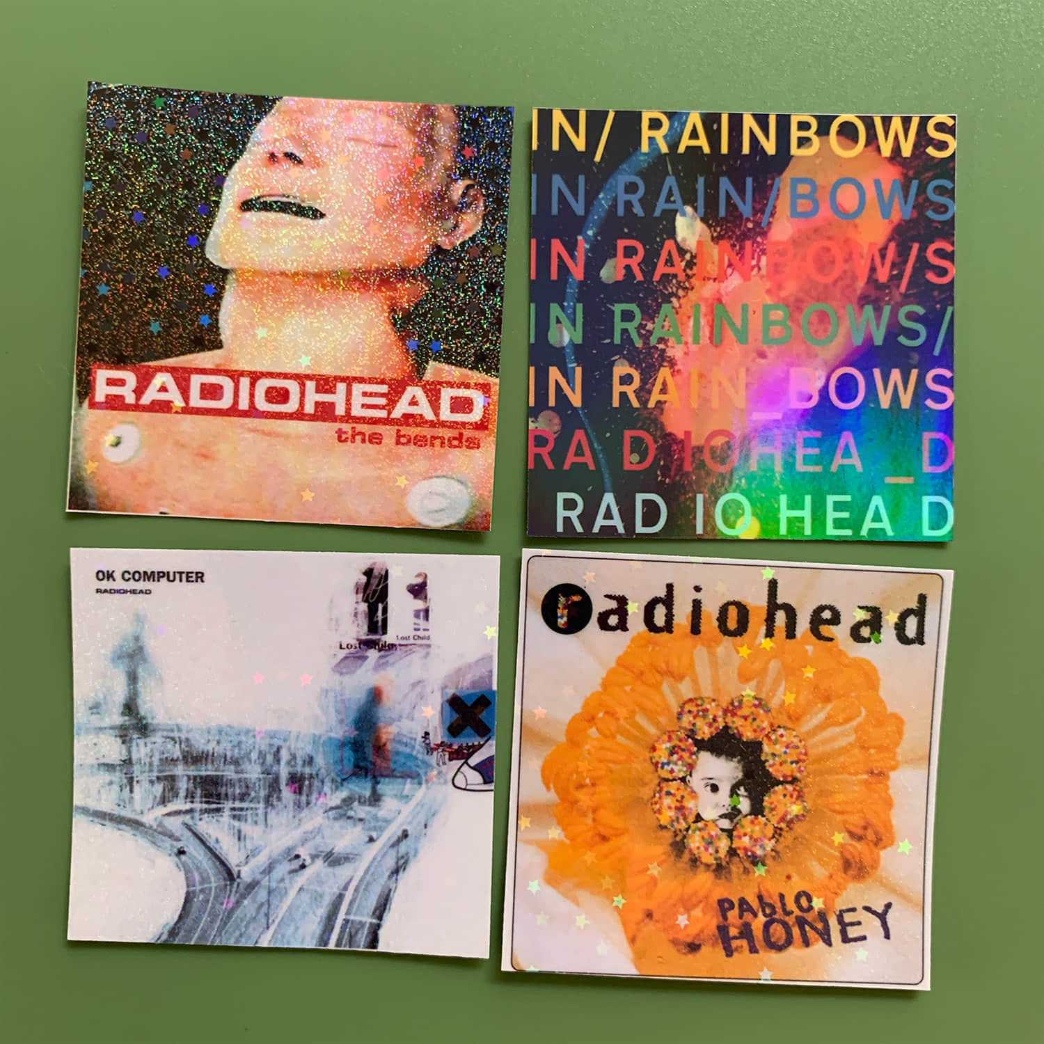 Radiohead 2" Album Cover Stickers – The Bands - In Rainbows - Ok Computer - Pablo Honey