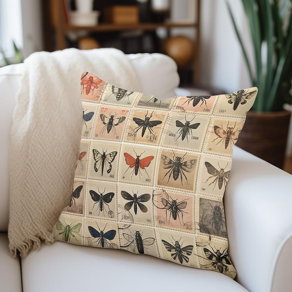 Flower Insect Double Side Pillow Cover 1PC Vintage Stamps Soft Decorative Square Cushion Case Pillowcase for Bedroom Livingroom Sofa Couch Chair 2023 - US $8.99 –P3