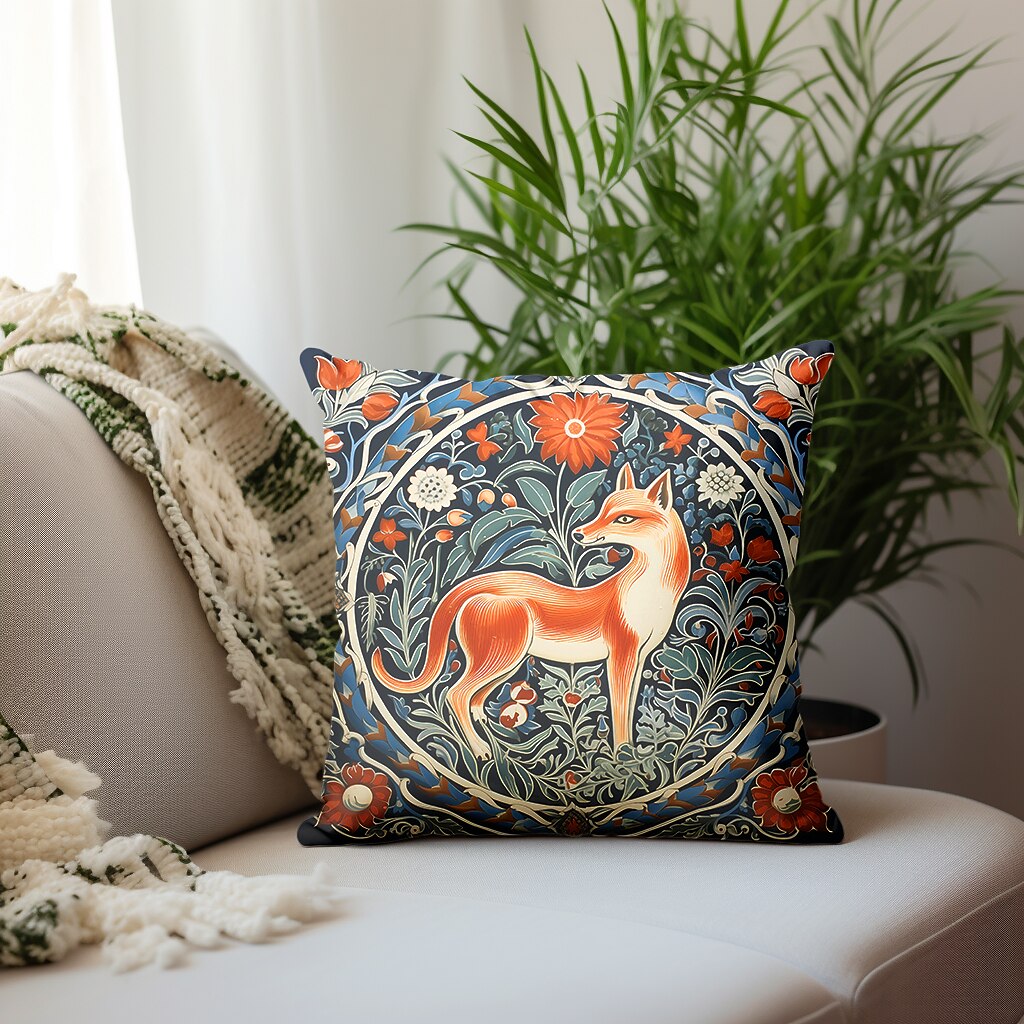 Floral Plant Double Side Pillow Cover 1PC Fox Bird Soft Decorative Square Cushion Case Pillowcase for Bedroom Livingroom Sofa Couch Chair Inspired by William Morris 2023 - US $8.99 –P4