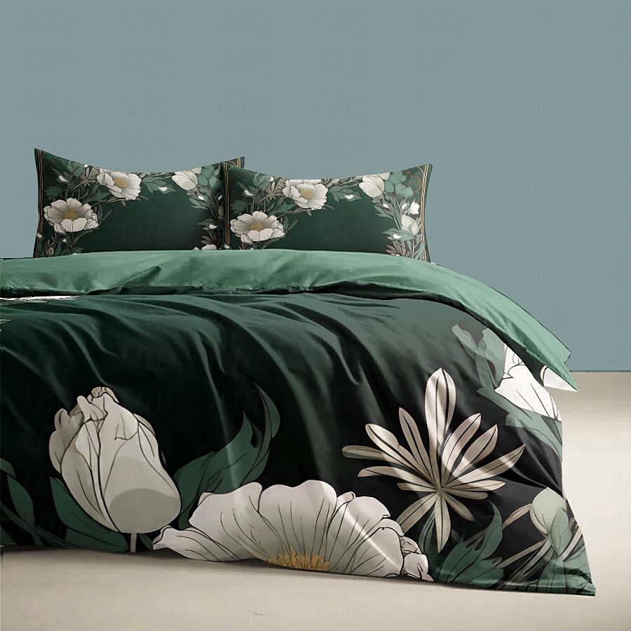 100% Cotton Sateen Duvet Cover Set Floral Print