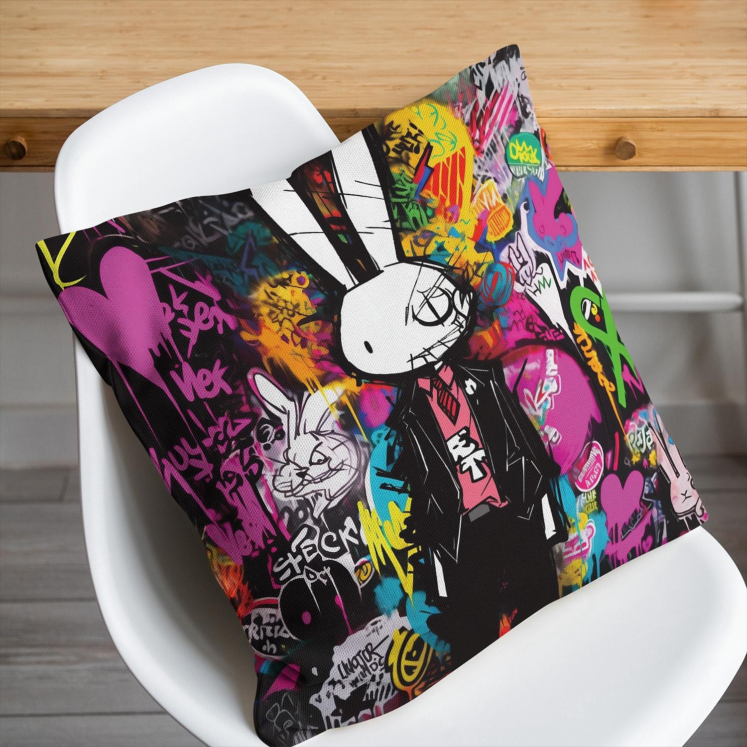 Double Side Pillow Cover 1PC Graffiti Rabbit Soft Decorative Square Cushion Case Pillowcase for Bedroom Livingroom Sofa Couch Chair 2023 - US $8.99 –P13