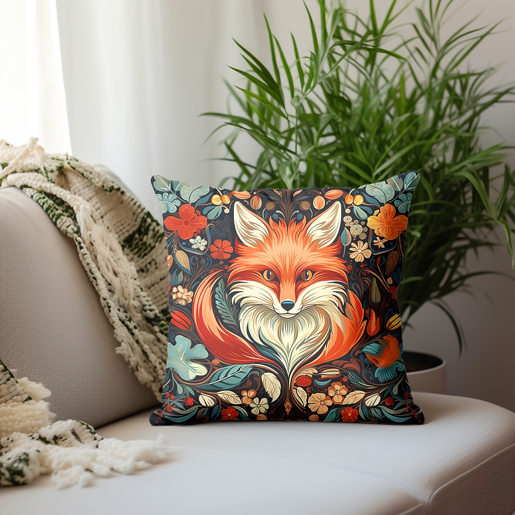 Floral Plant Double Side Pillow Cover 1PC Fox Bird Soft Decorative Square Cushion Case Pillowcase for Bedroom Livingroom Sofa Couch Chair Inspired by William Morris 2023 - US $8.99 –P2