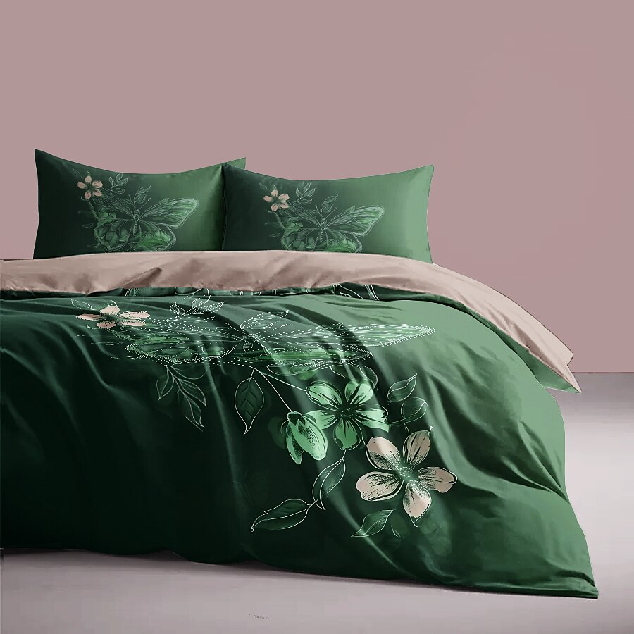 100% Cotton Sateen Duvet Cover Set Floral Print