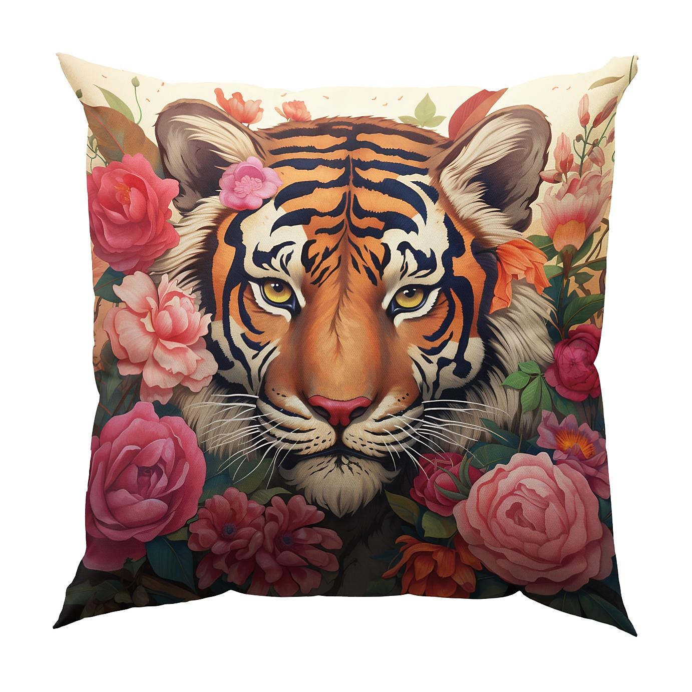 Double Side Pillow Cover 1PC Wild Woman Tiger Floral Soft Decorative Square Cushion Case Pillowcase for Bedroom Livingroom Sofa Couch Chair 2023 - US $8.99 –P6