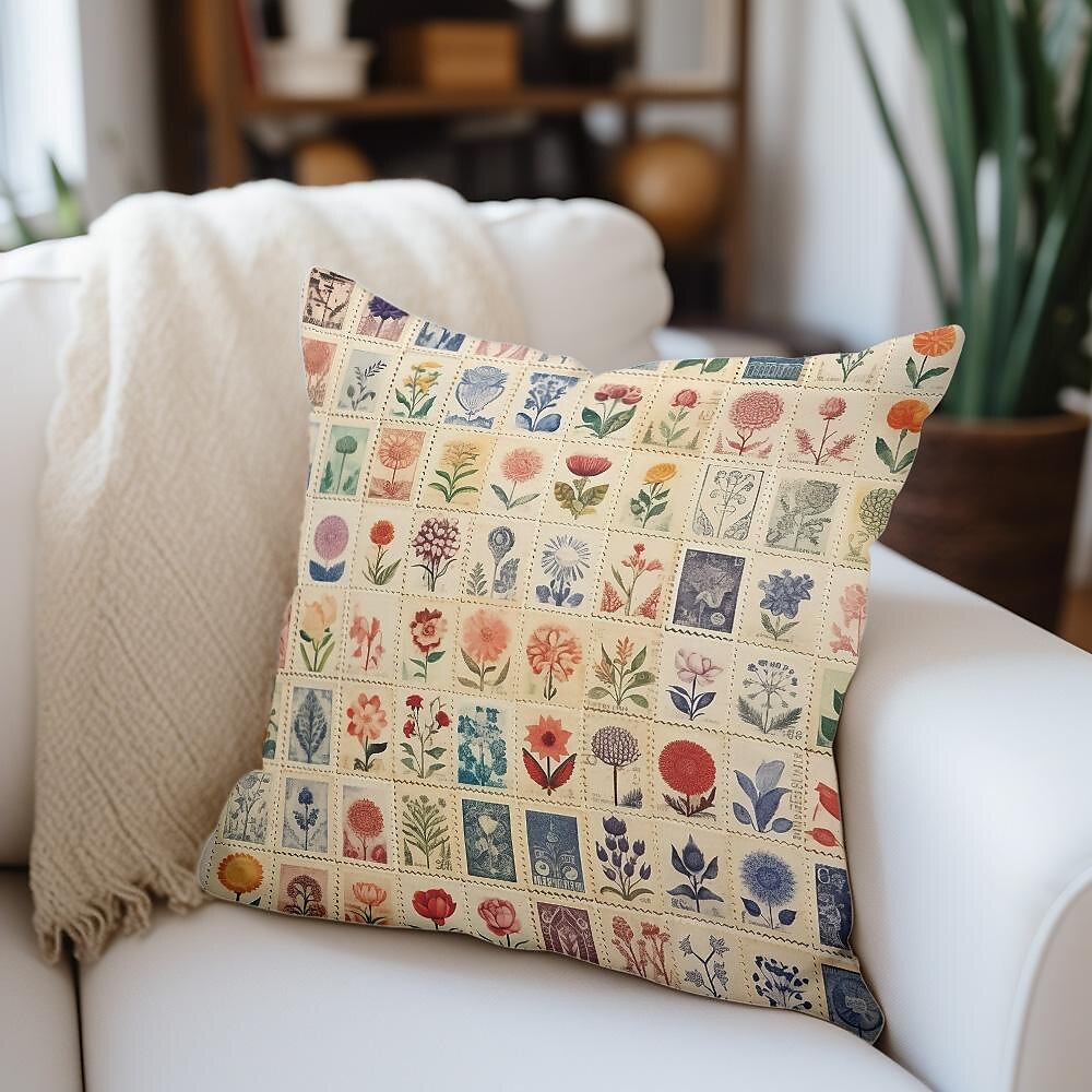 Flower Insect Double Side Pillow Cover 1PC Vintage Stamps Soft Decorative Square Cushion Case Pillowcase for Bedroom Livingroom Sofa Couch Chair 2023 - US $8.99 –P13