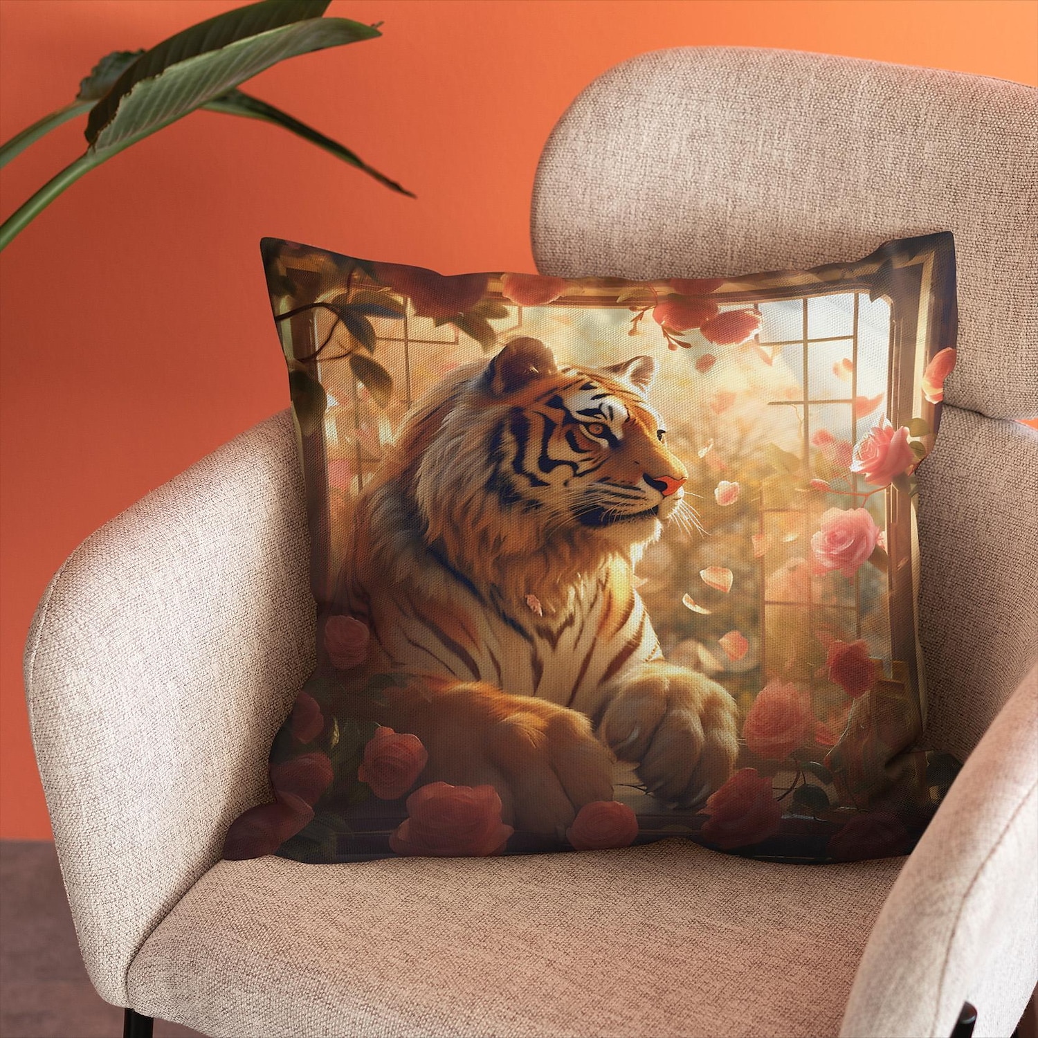 Double Side Pillow Cover 1PC Wild Woman Tiger Floral Soft Decorative Square Cushion Case Pillowcase for Bedroom Livingroom Sofa Couch Chair 2023 - US $8.99 –P5