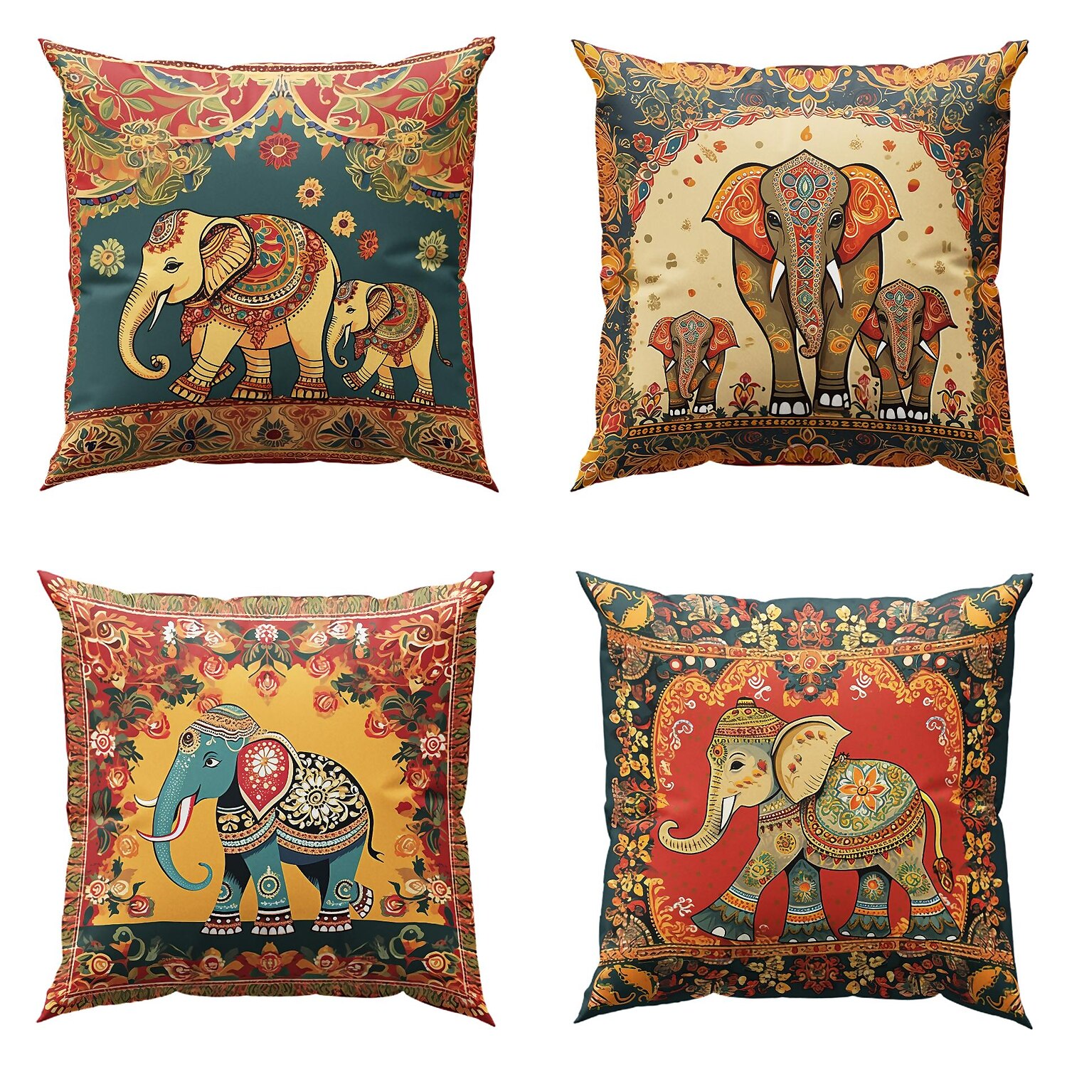 Ethnic Elephant Double Side Pillow Cover 4PC Soft Decorative Square Cushion Case Pillowcase for Bedroom Livingroom Sofa Couch Chair 2023 - US $15.99 –P2