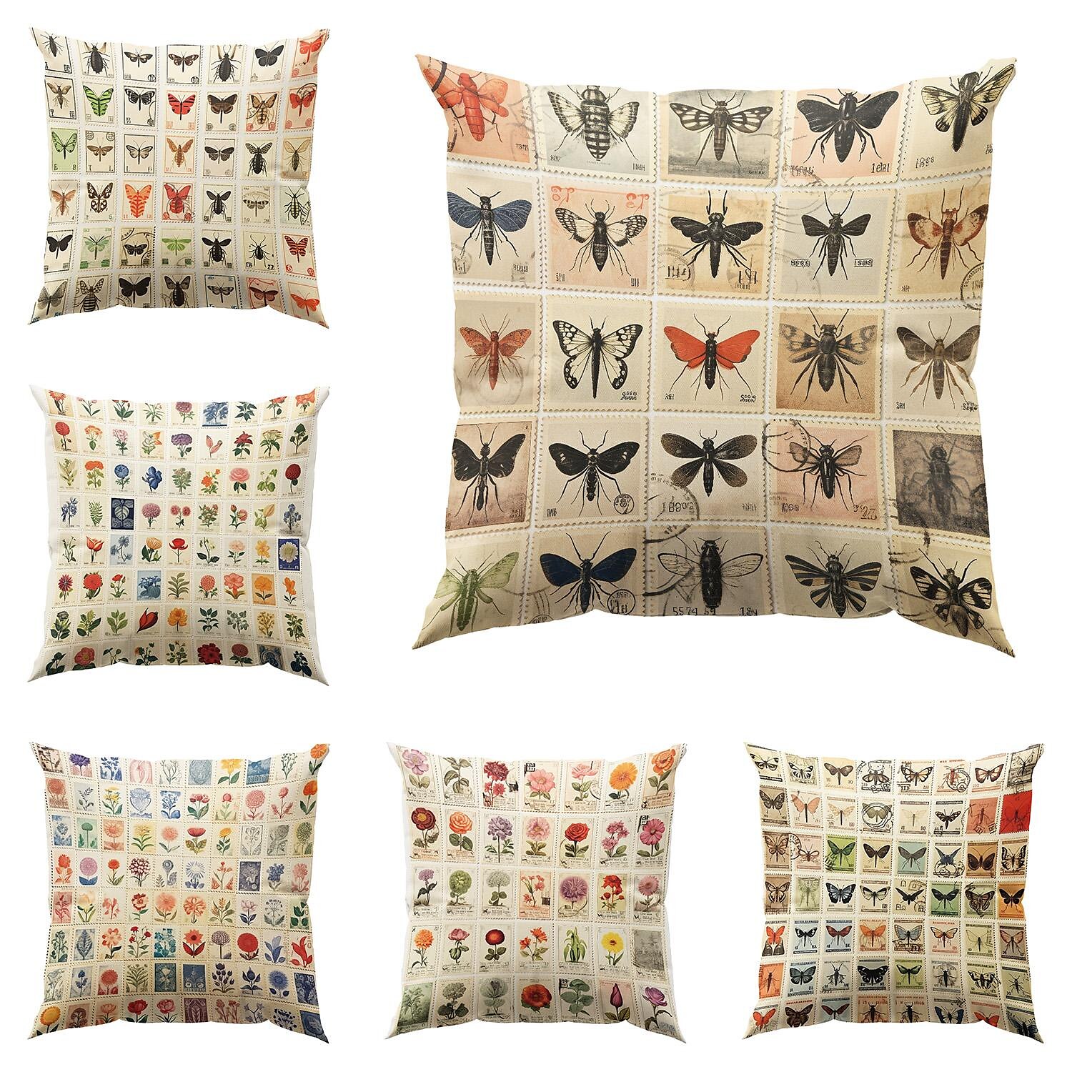 Flower Insect Double Side Pillow Cover 1PC Vintage Stamps Soft Decorative Square Cushion Case Pillowcase for Bedroom Livingroom Sofa Couch Chair 2023 - US $8.99 –P2