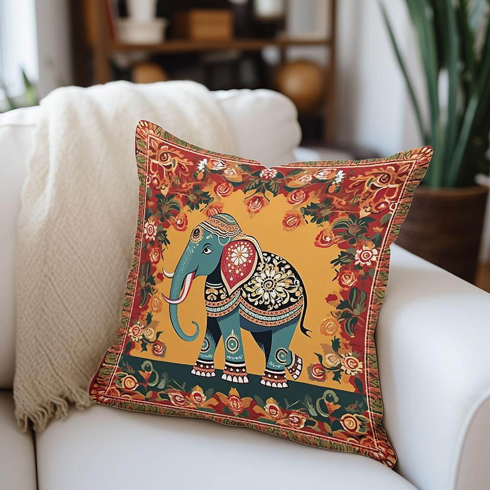 Ethnic Elephant Double Side Pillow Cover 4PC Soft Decorative Square Cushion Case Pillowcase for Bedroom Livingroom Sofa Couch Chair 2023 - US $15.99 –P5