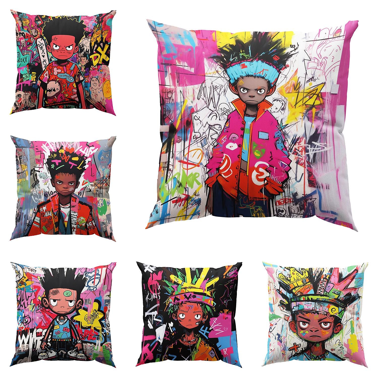 Double Side Pillow Cover 1PC Graffiti Boy Soft Decorative Square Cushion Case Pillowcase for Bedroom Livingroom Sofa Couch Chair 2023 - US $8.99 –P3