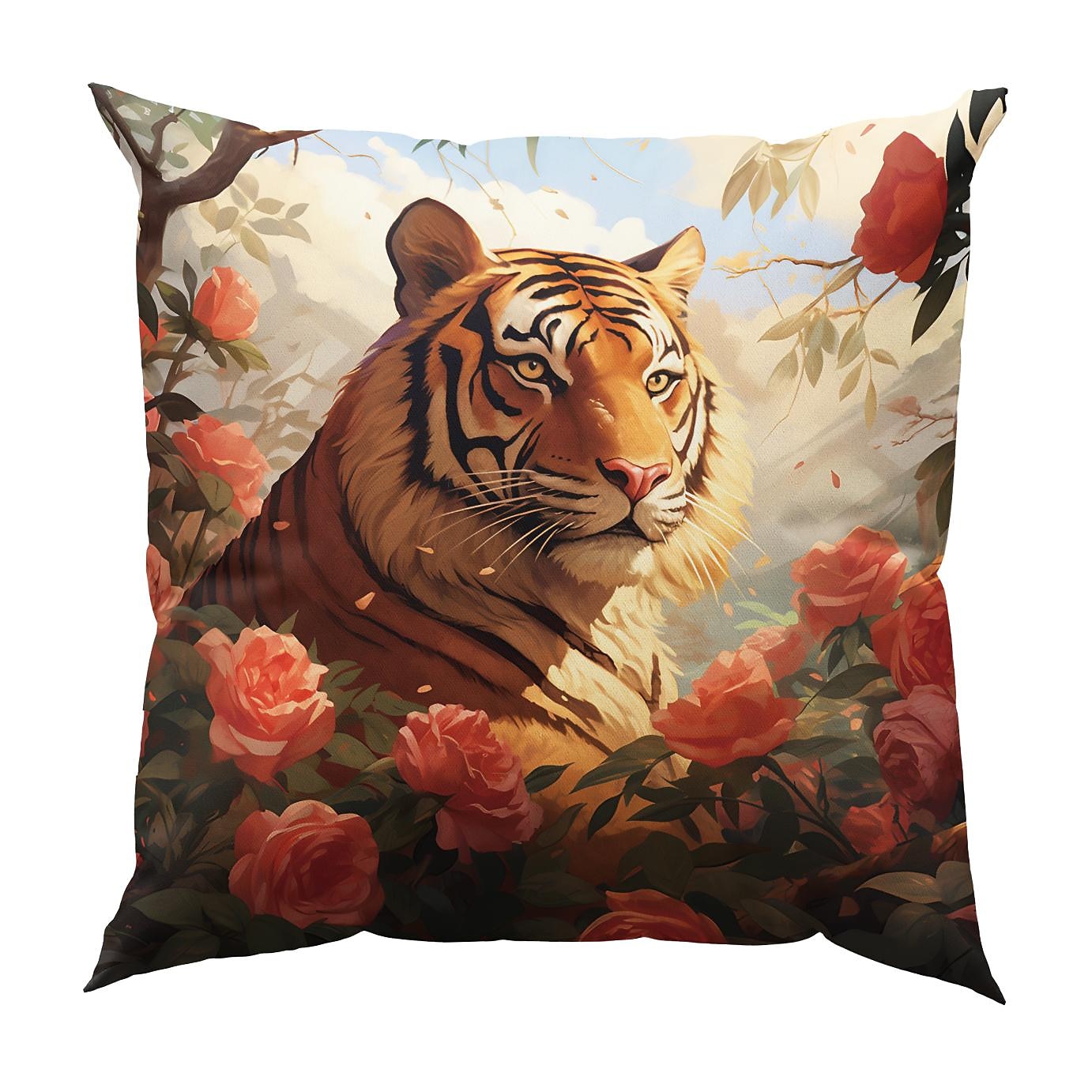 Double Side Pillow Cover 1PC Wild Woman Tiger Floral Soft Decorative Square Cushion Case Pillowcase for Bedroom Livingroom Sofa Couch Chair 2023 - US $8.99 –P8