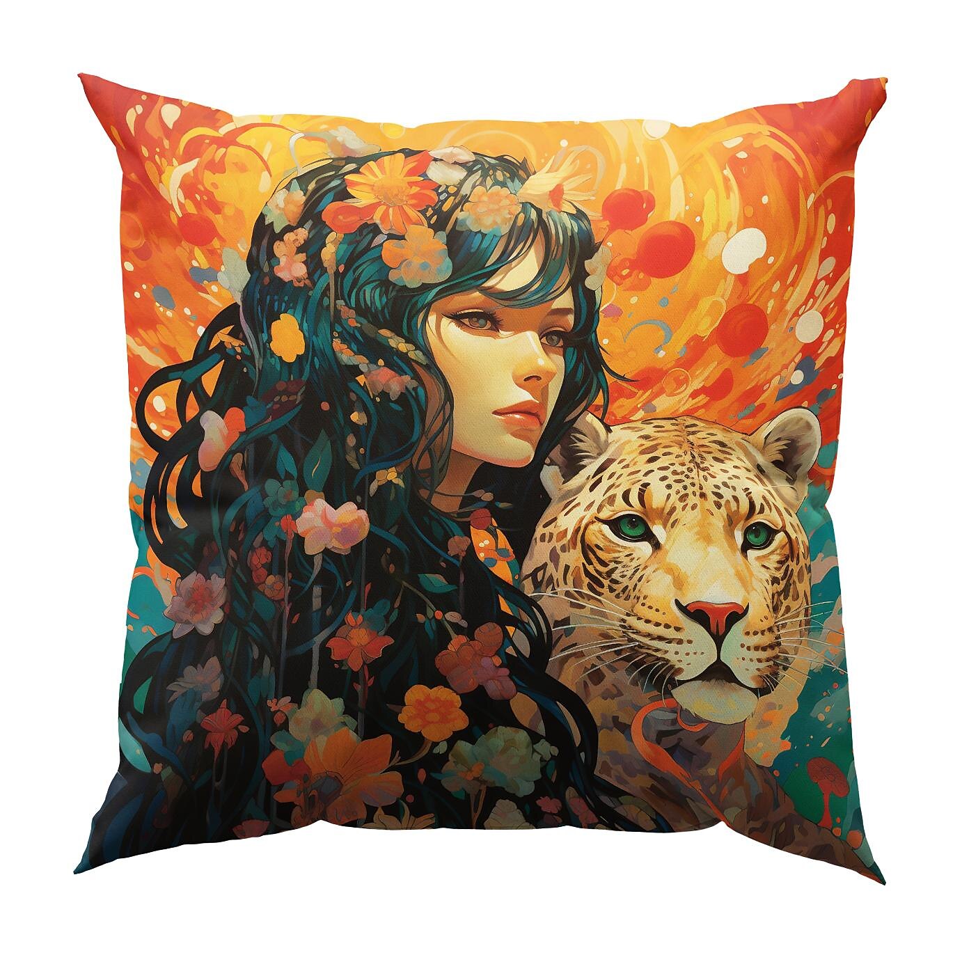 Double Side Pillow Cover 1PC Wild Woman Tiger Floral Soft Decorative Square Cushion Case Pillowcase for Bedroom Livingroom Sofa Couch Chair 2023 - US $8.99 –P10