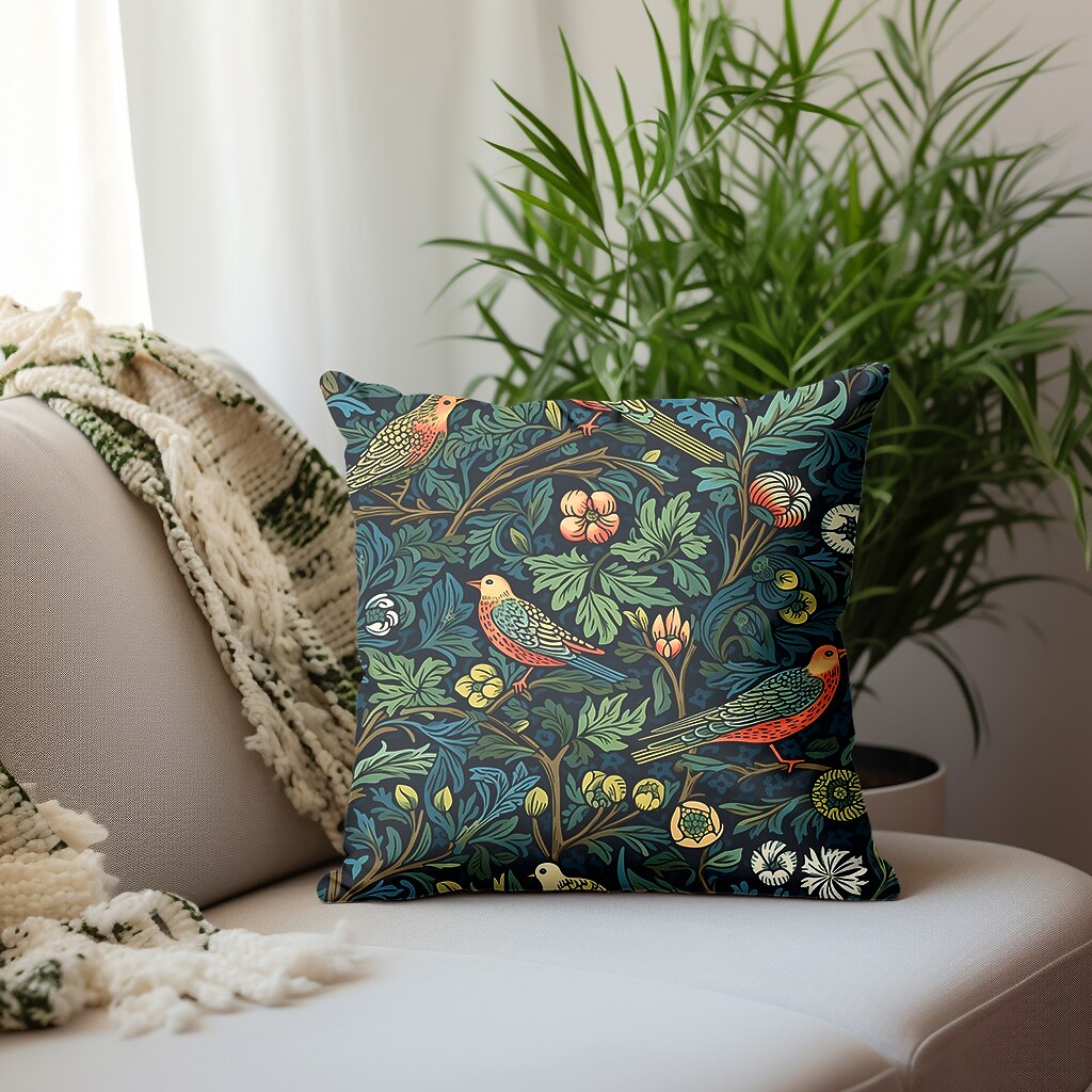 Floral Plant Double Side Pillow Cover 1PC Fox Bird Soft Decorative Square Cushion Case Pillowcase for Bedroom Livingroom Sofa Couch Chair Inspired by William Morris 2023 - US $8.99 –P7