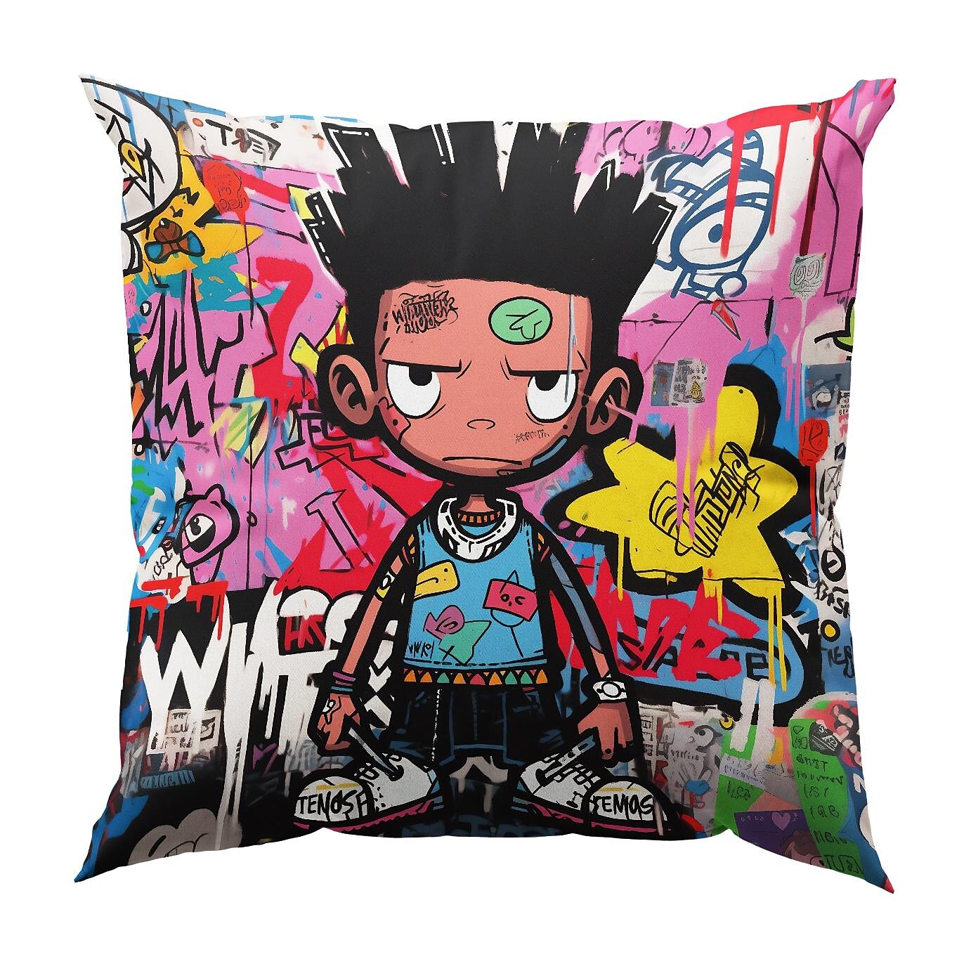 Double Side Pillow Cover 1PC Graffiti Boy Soft Decorative Square Cushion Case Pillowcase for Bedroom Livingroom Sofa Couch Chair 2023 - US $8.99 –P14