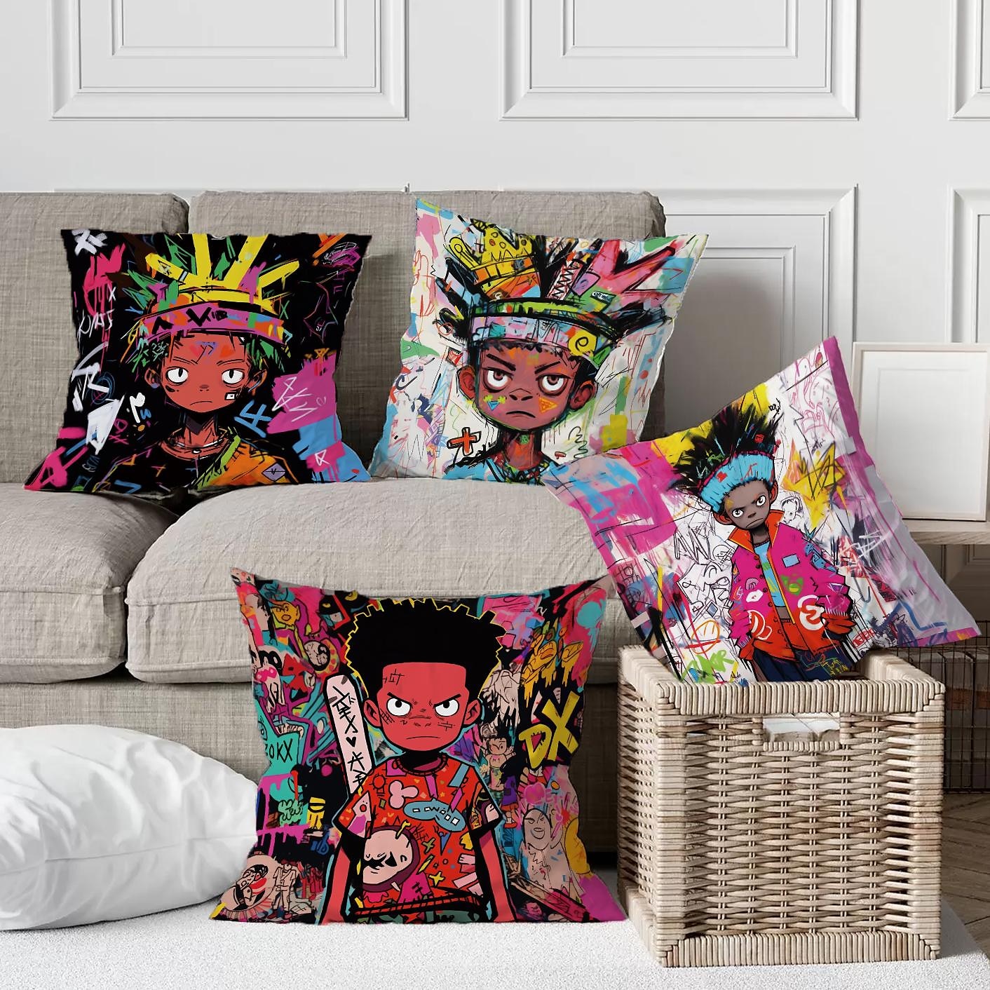 Double Side Pillow Cover 1PC Graffiti Boy Soft Decorative Square Cushion Case Pillowcase for Bedroom Livingroom Sofa Couch Chair 2023 - US $8.99 –P16