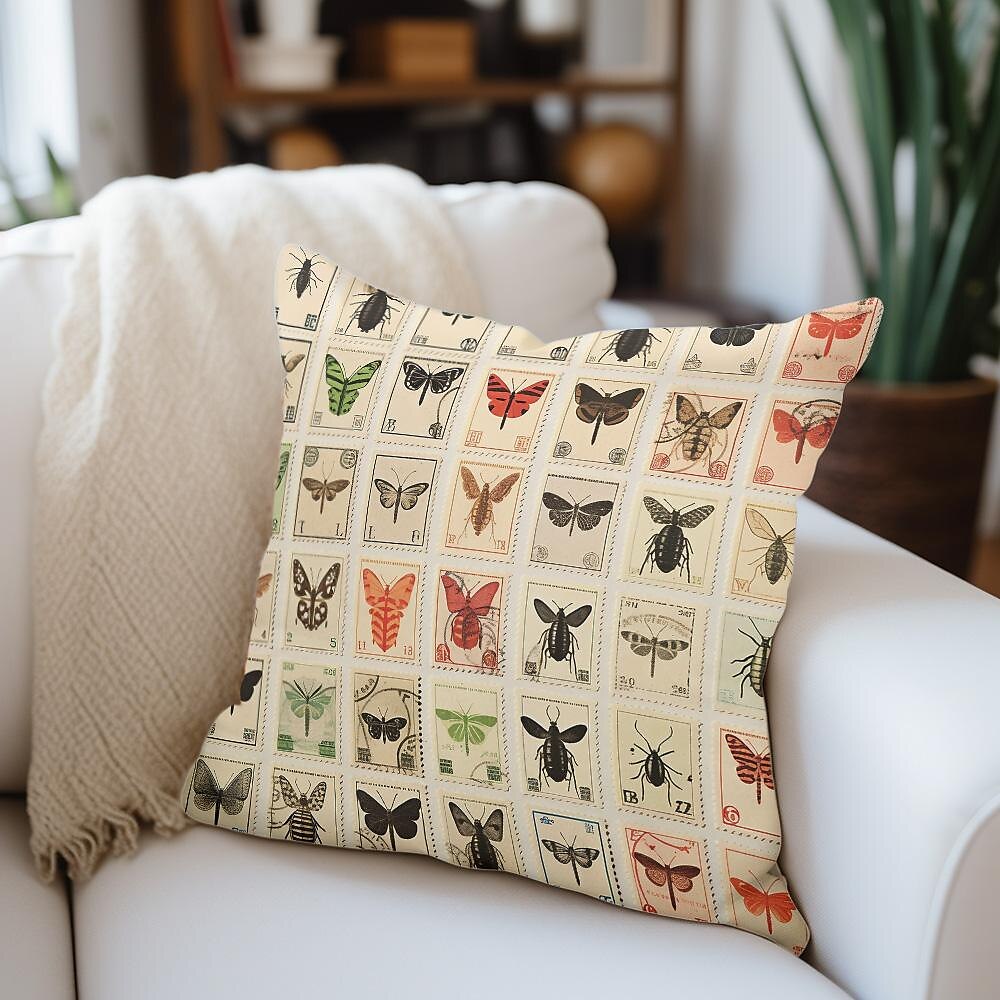 Flower Insect Double Side Pillow Cover 1PC Vintage Stamps Soft Decorative Square Cushion Case Pillowcase for Bedroom Livingroom Sofa Couch Chair 2023 - US $8.99 –P11