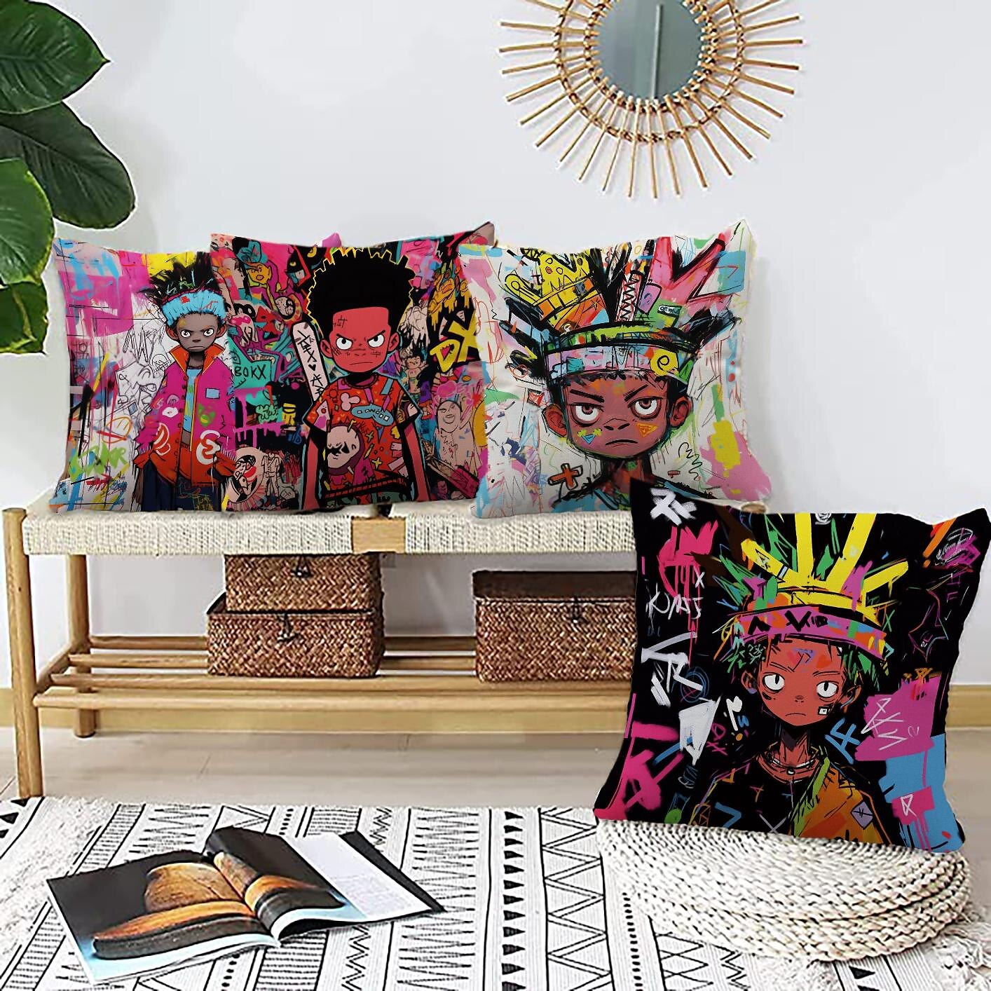 Double Side Pillow Cover 1PC Graffiti Boy Soft Decorative Square Cushion Case Pillowcase for Bedroom Livingroom Sofa Couch Chair 2023 - US $8.99 –P2