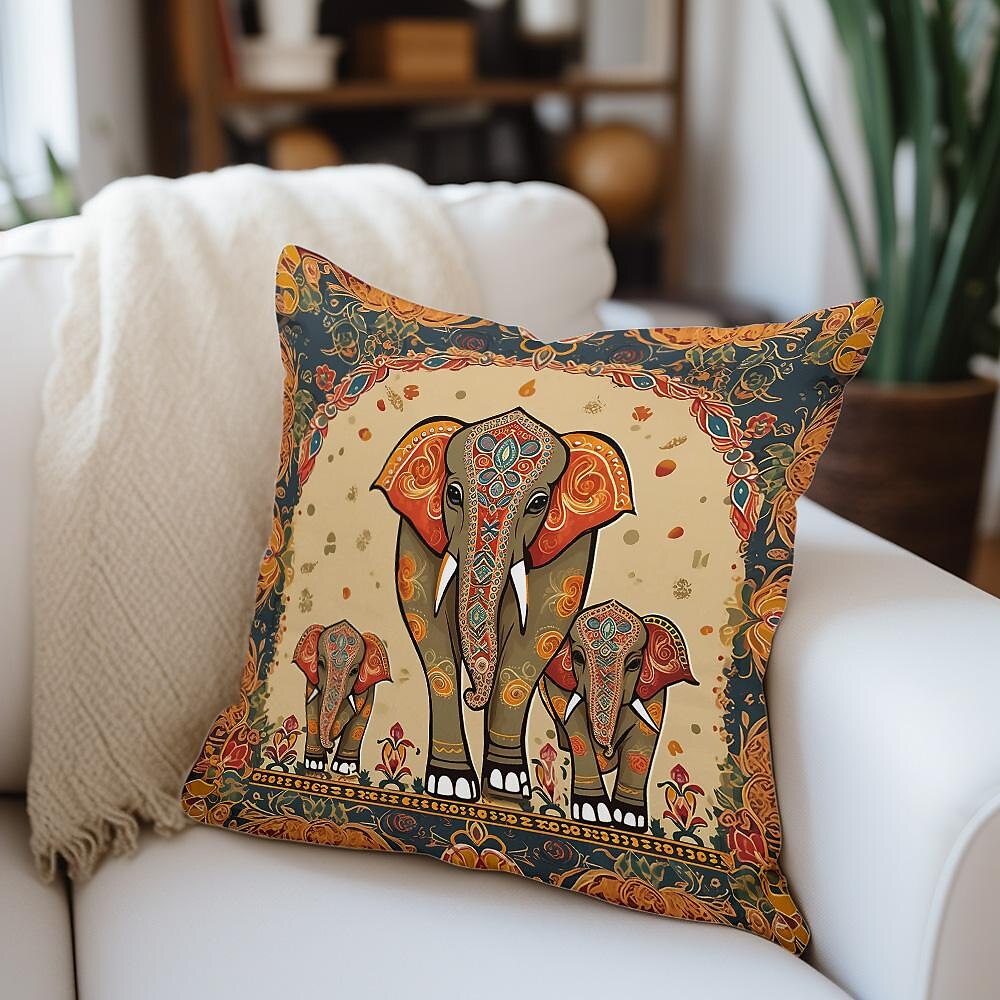 Ethnic Elephant Double Side Pillow Cover 4PC Soft Decorative Square Cushion Case Pillowcase for Bedroom Livingroom Sofa Couch Chair 2023 - US $15.99 –P4