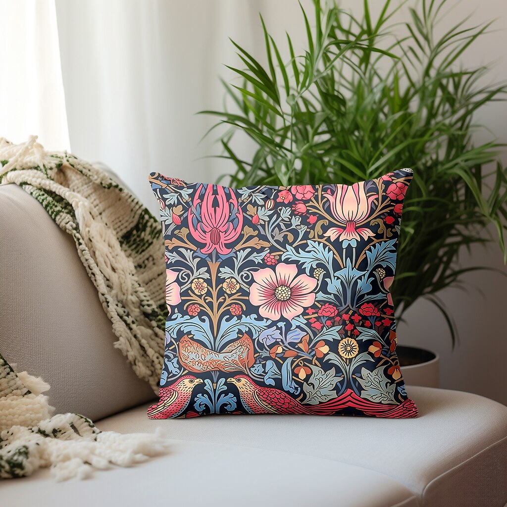 Floral Plant Double Side Pillow Cover 1PC Fox Bird Soft Decorative Square Cushion Case Pillowcase for Bedroom Livingroom Sofa Couch Chair Inspired by William Morris 2023 - US $8.99 –P8