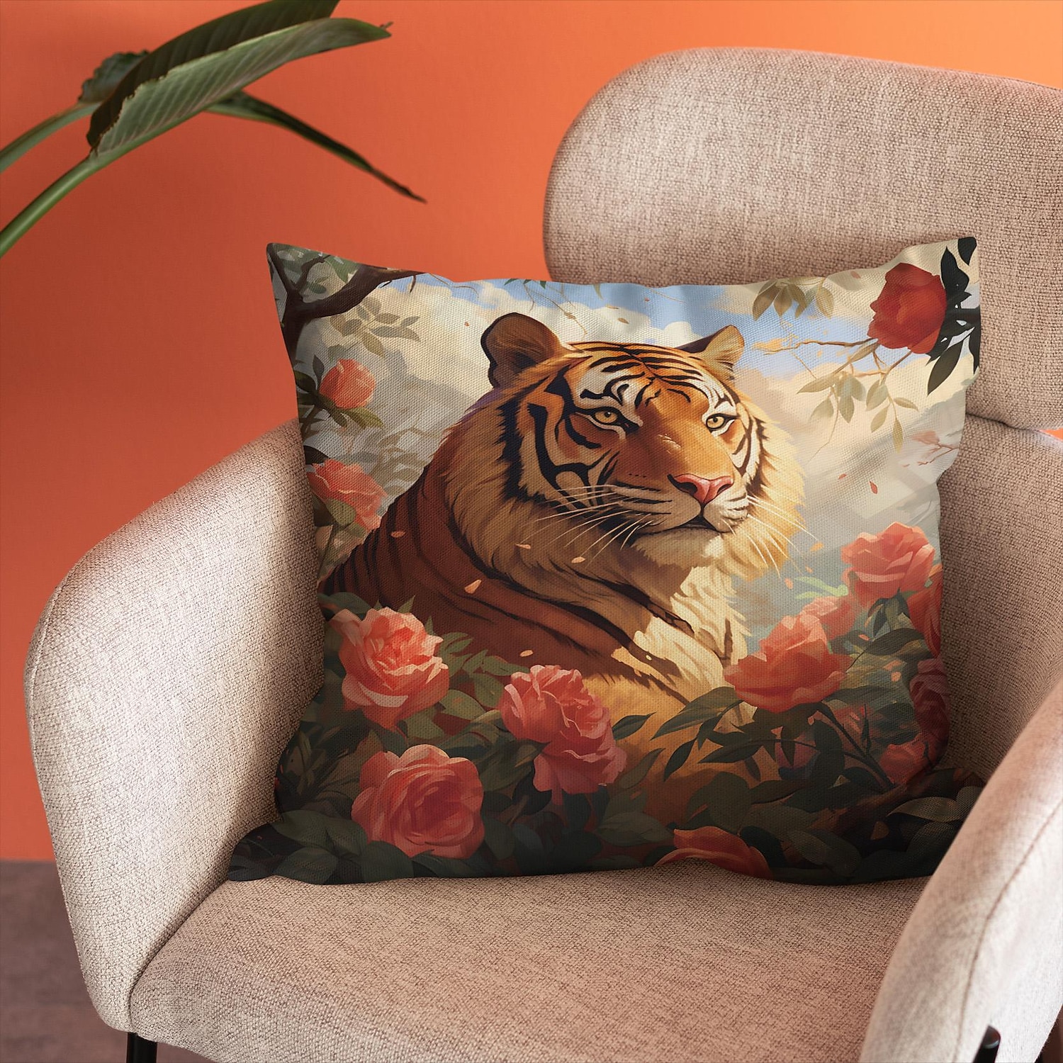 Double Side Pillow Cover 1PC Wild Woman Tiger Floral Soft Decorative Square Cushion Case Pillowcase for Bedroom Livingroom Sofa Couch Chair 2023 - US $8.99 –P9