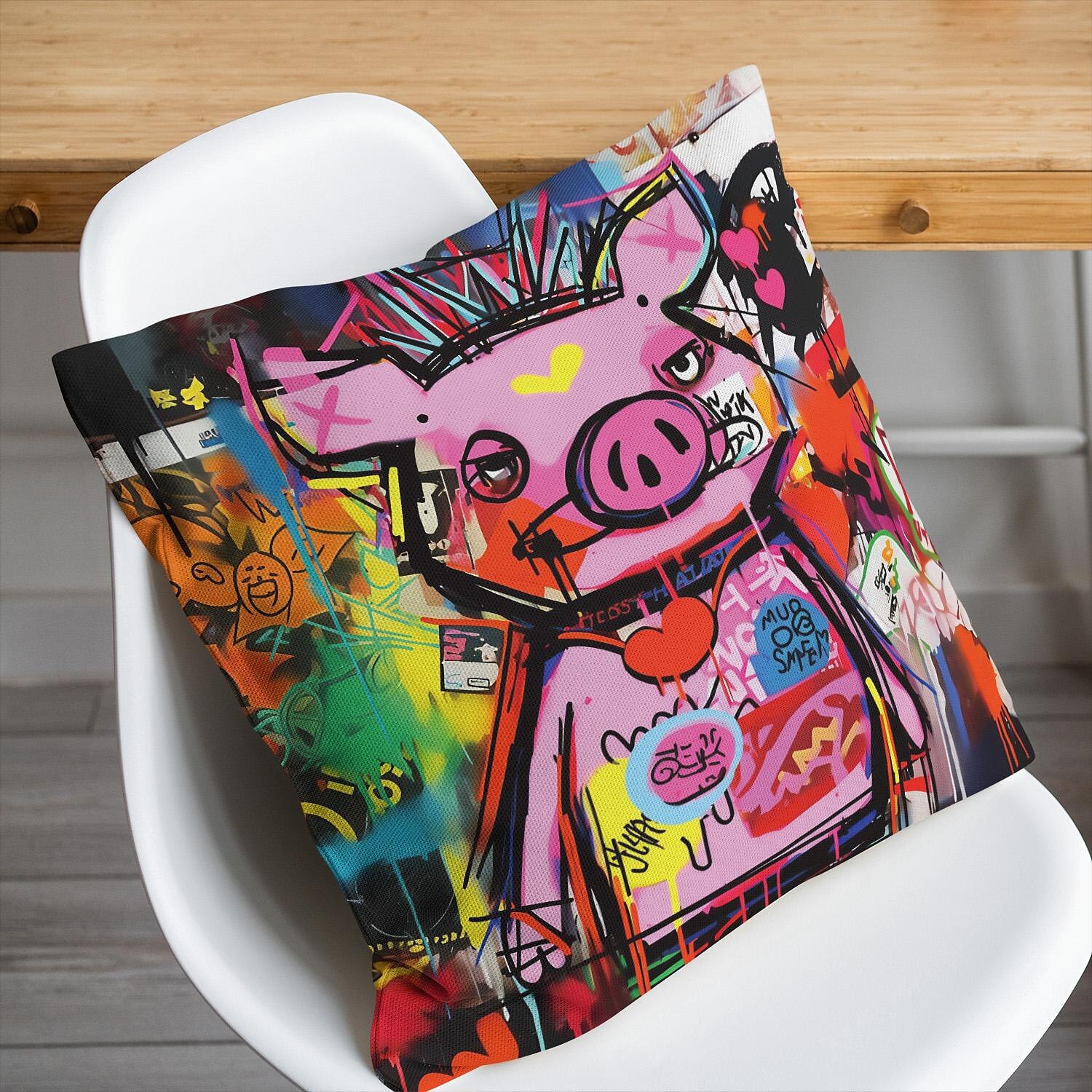 Double Side Pillow Cover 4PC Graffiti Pig Soft Decorative Square Cushion Case Pillowcase for Bedroom Livingroom Sofa Couch Chair 2023 - US $15.99 –P7