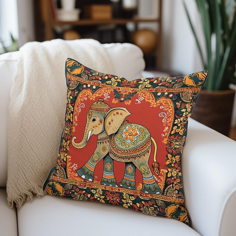 Ethnic Elephant Double Side Pillow Cover 4PC Soft Decorative Square Cushion Case Pillowcase for Bedroom Livingroom Sofa Couch Chair 2023 - US $15.99 –P6