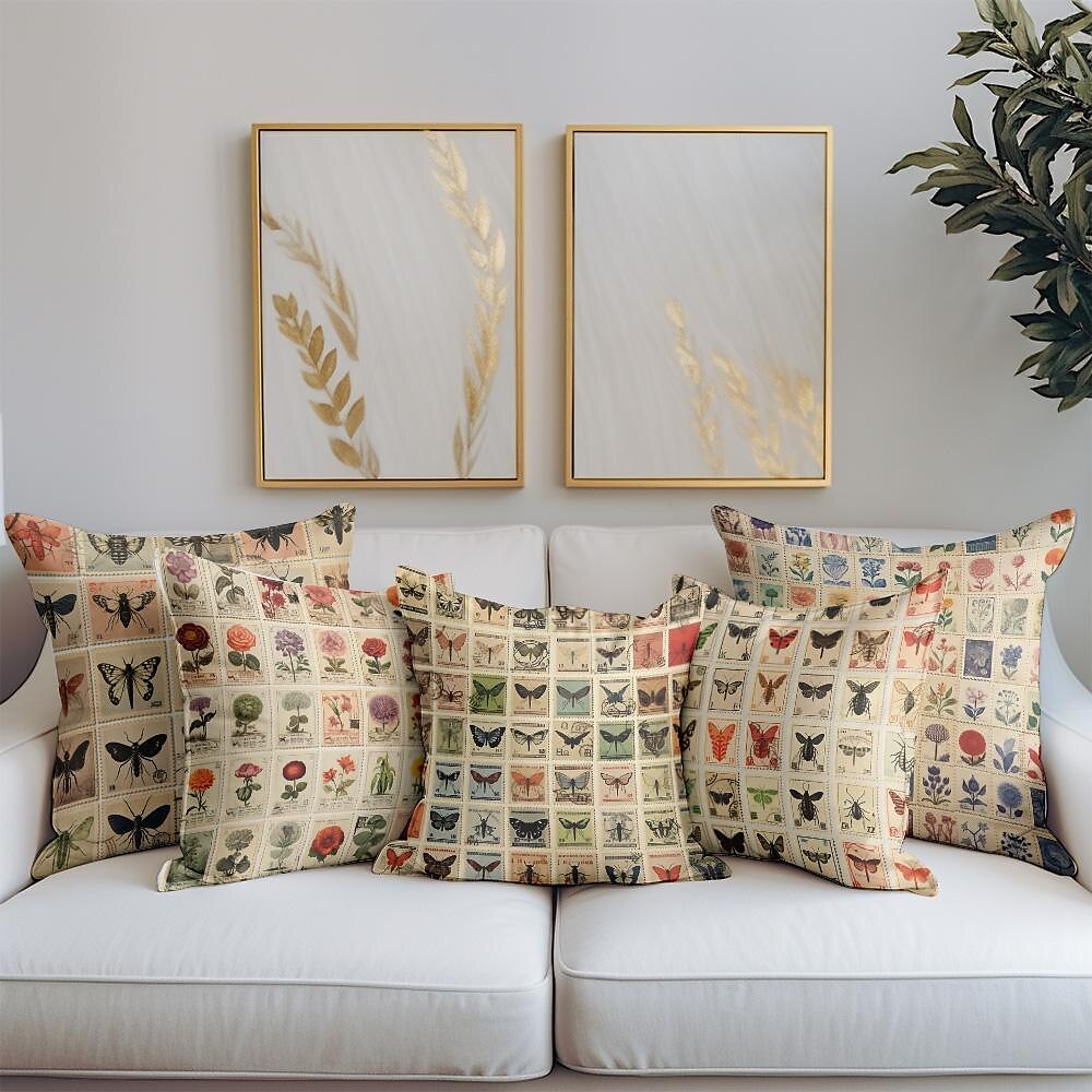 Flower Insect Double Side Pillow Cover 1PC Vintage Stamps Soft Decorative Square Cushion Case Pillowcase for Bedroom Livingroom Sofa Couch Chair 2023 - US $8.99 –P1