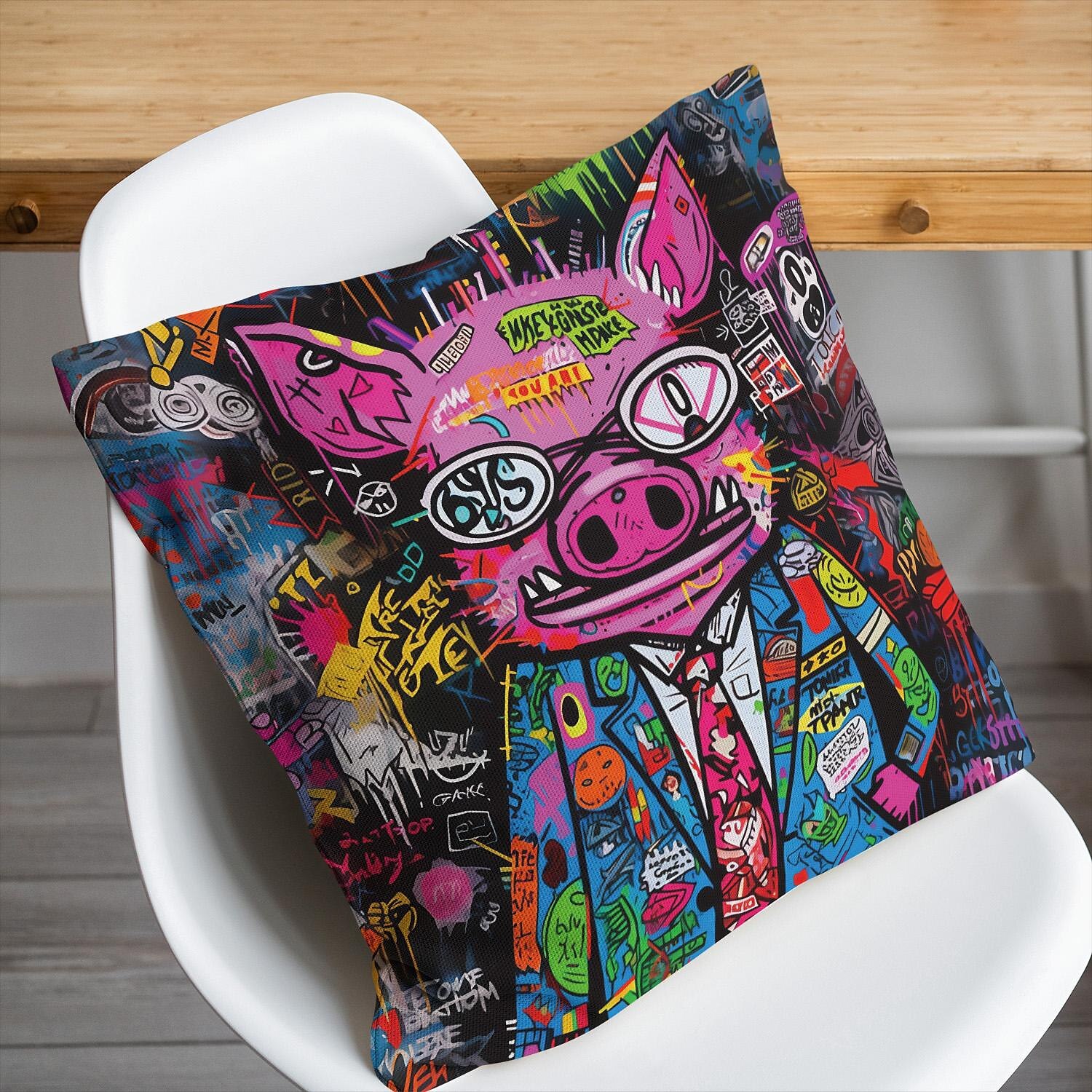 Double Side Pillow Cover 4PC Graffiti Pig Soft Decorative Square Cushion Case Pillowcase for Bedroom Livingroom Sofa Couch Chair 2023 - US $15.99 –P6