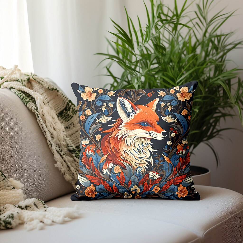 Floral Plant Double Side Pillow Cover 1PC Fox Bird Soft Decorative Square Cushion Case Pillowcase for Bedroom Livingroom Sofa Couch Chair Inspired by William Morris 2023 - US $8.99 –P1