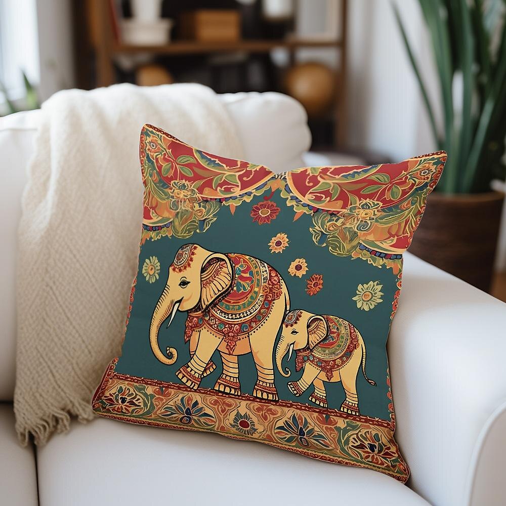 Ethnic Elephant Double Side Pillow Cover 4PC Soft Decorative Square Cushion Case Pillowcase for Bedroom Livingroom Sofa Couch Chair 2023 - US $15.99 –P3