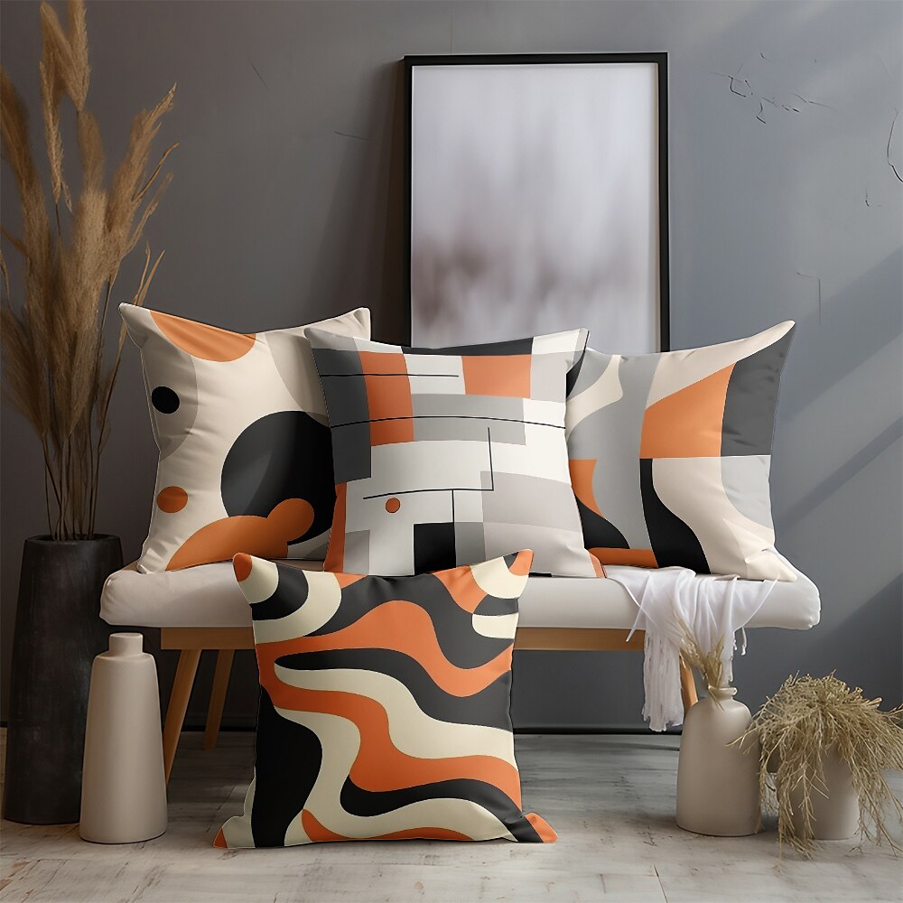 Abstract Geometric Double Side Pillow Cover 4PC Soft Decorative Square Cushion Case Pillowcase for BedroomLivingroom Sofa Couch Chair 2023 - US $15.99 –P1