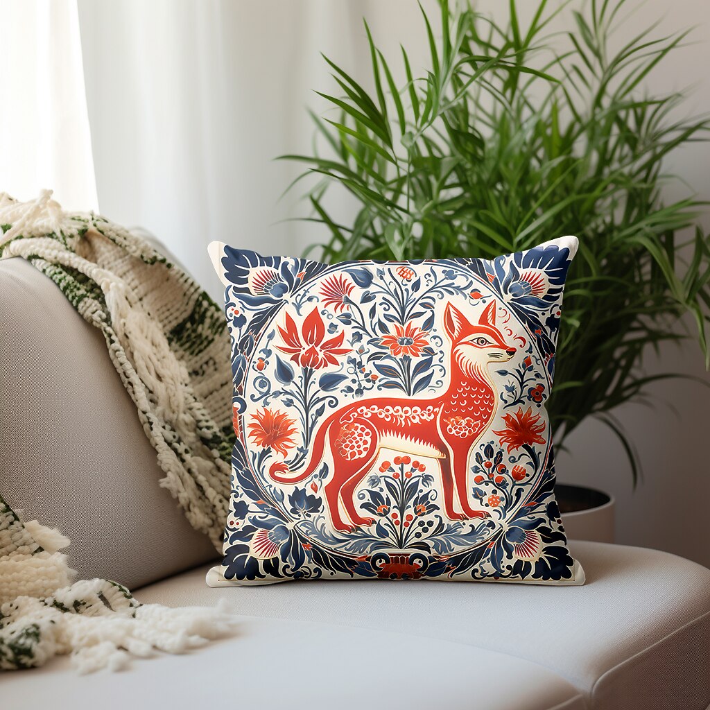 Floral Plant Double Side Pillow Cover 1PC Fox Bird Soft Decorative Square Cushion Case Pillowcase for Bedroom Livingroom Sofa Couch Chair Inspired by William Morris 2023 - US $8.99 –P5