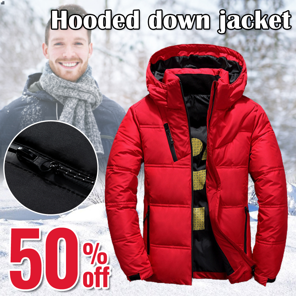 Figcoco Men's short hooded thermal down jacket