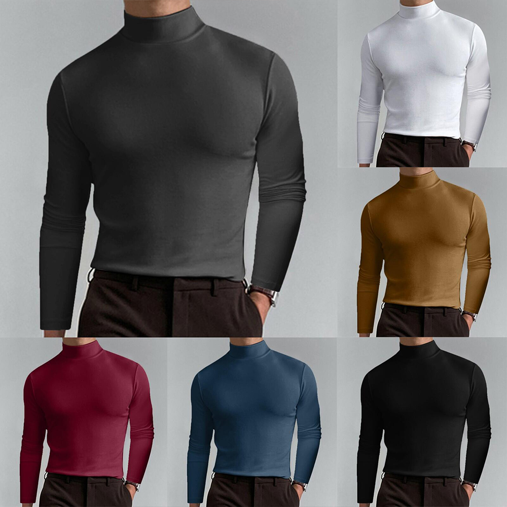 Magichourz Autumn and winter men's high collar long sleeve bottoming ...